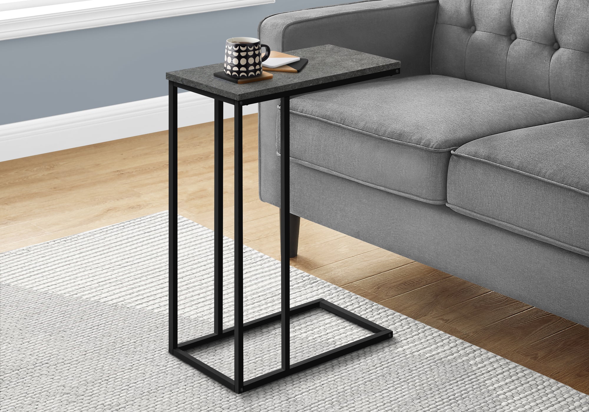 Rovelyn - Accent Table C-shaped End Side Snack Living Room Bedroom Grey