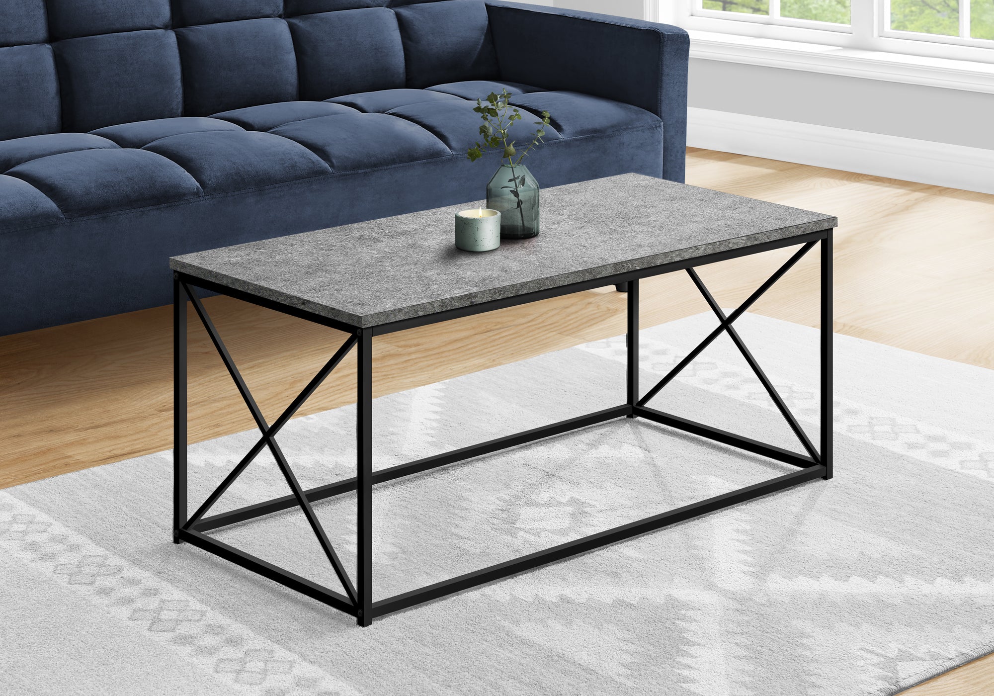 Bechet - Coffee Table Accent Cocktail Rectangular Living Room 40"L Grey Laminate