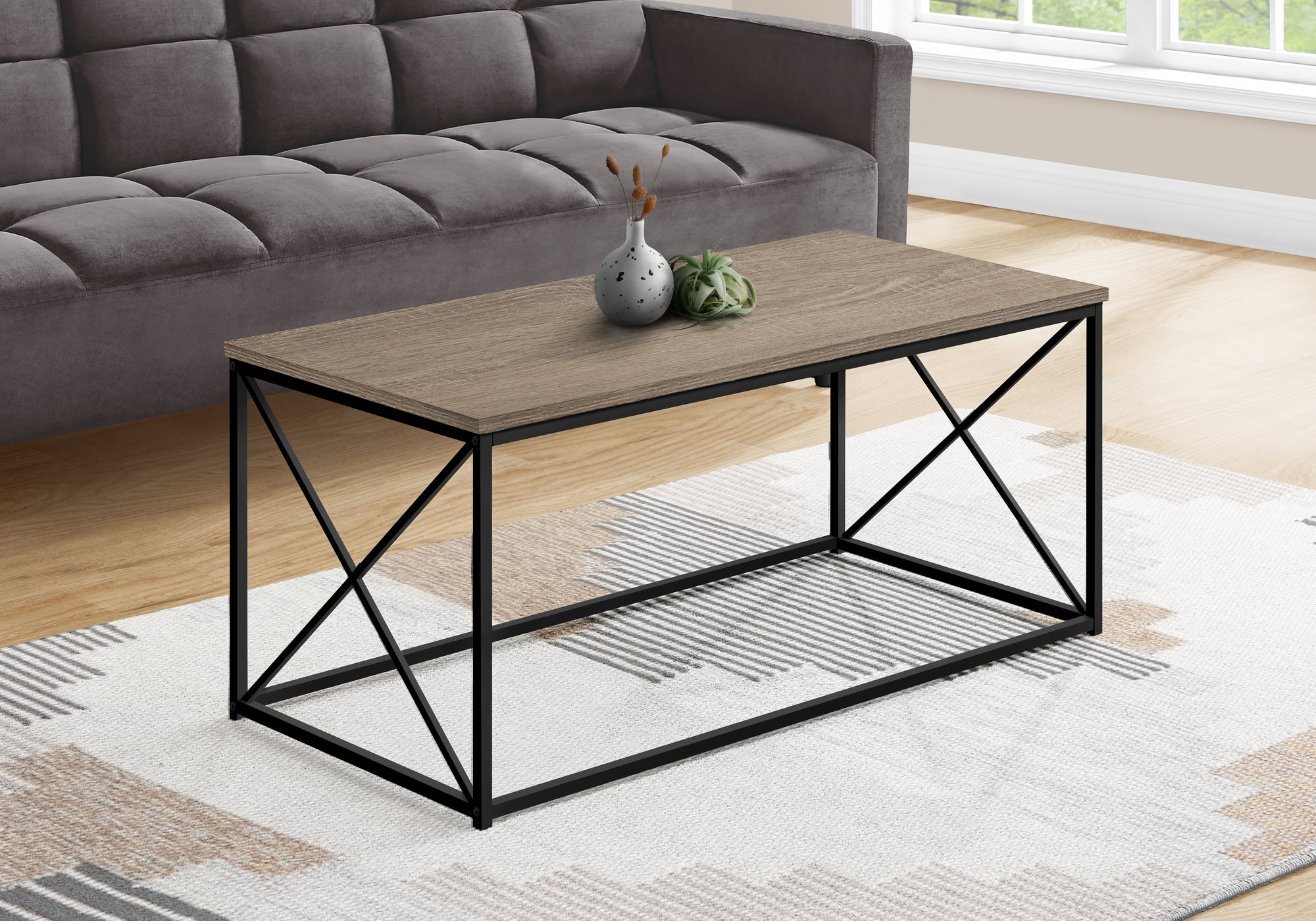 Fera - Coffee Table Accent Cocktail Rectangular Living Room 40"L Brown Laminate