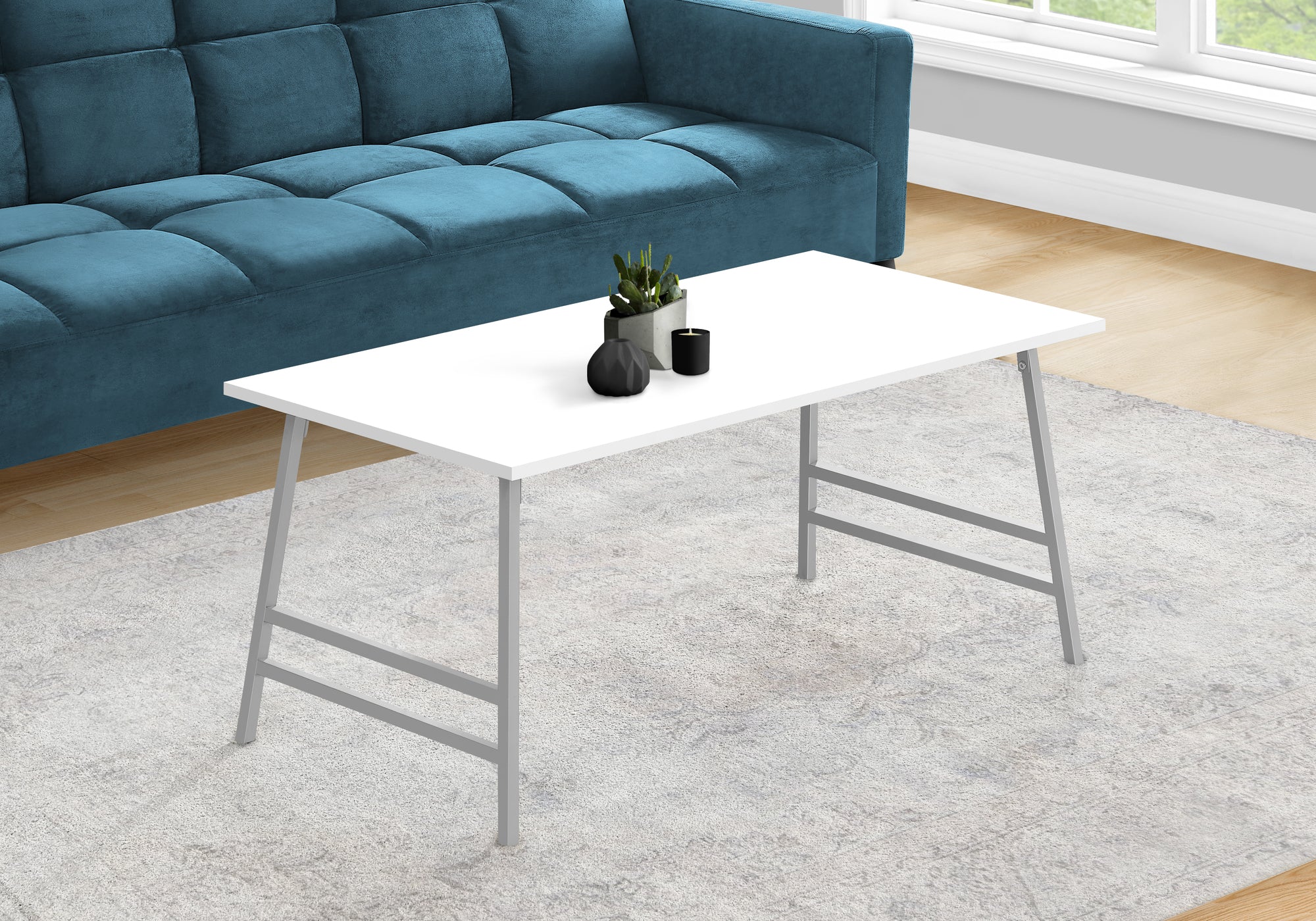 Bisset - Coffee Table Accent Cocktail Rectangular Living Room 40"L White Laminate