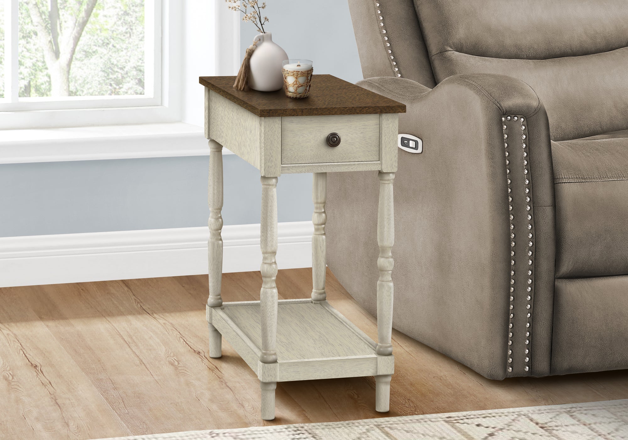 Haylie - Accent Table 2 Tier End Side Table Nightstand Bedroom Narrow