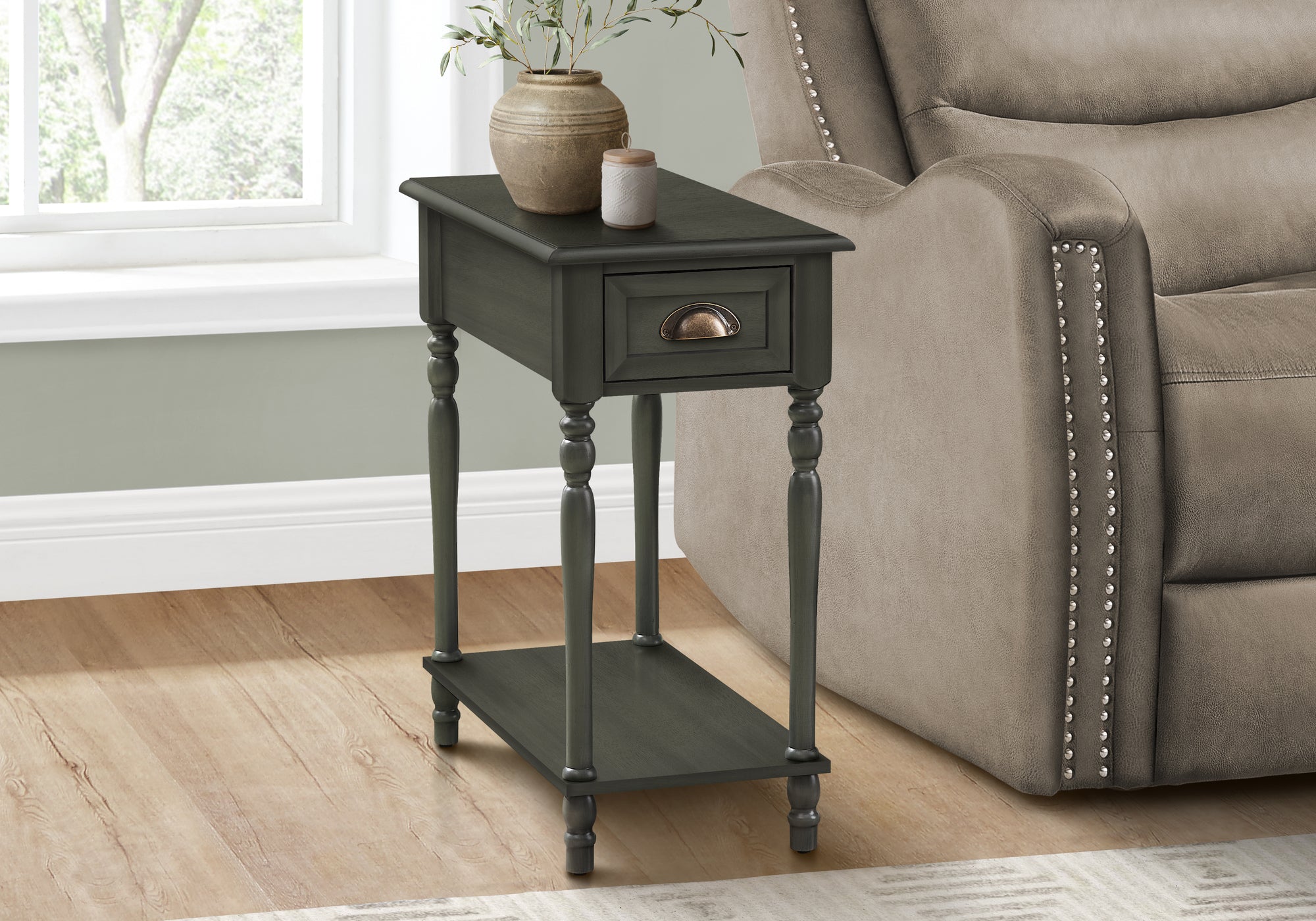 Langley - Accent Table 2 Tier Side Table End Narrow Nightstand Bedroom