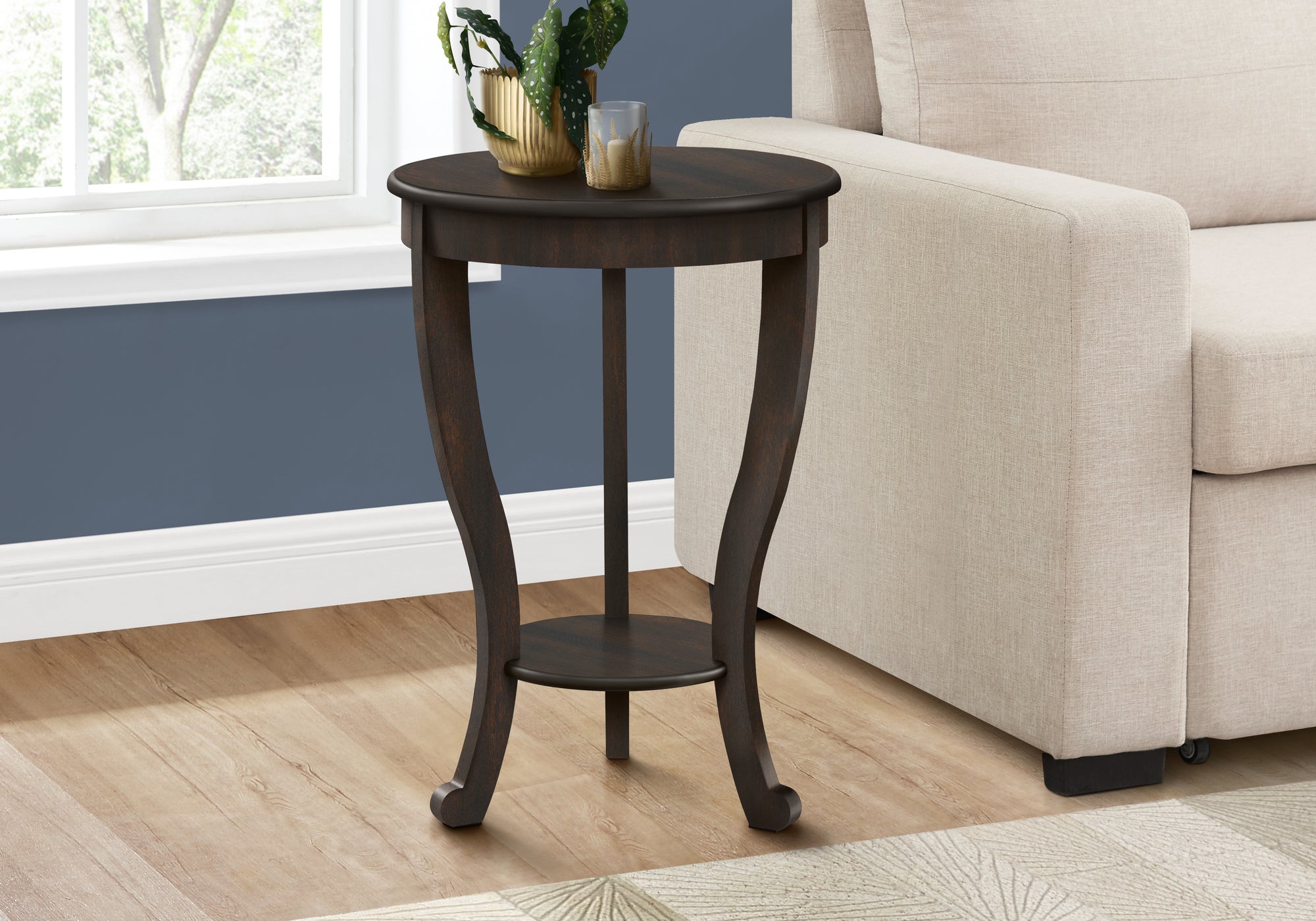 Rika - Accent Table 2 Tier Bedroom End Lamp Nightstand Round Side