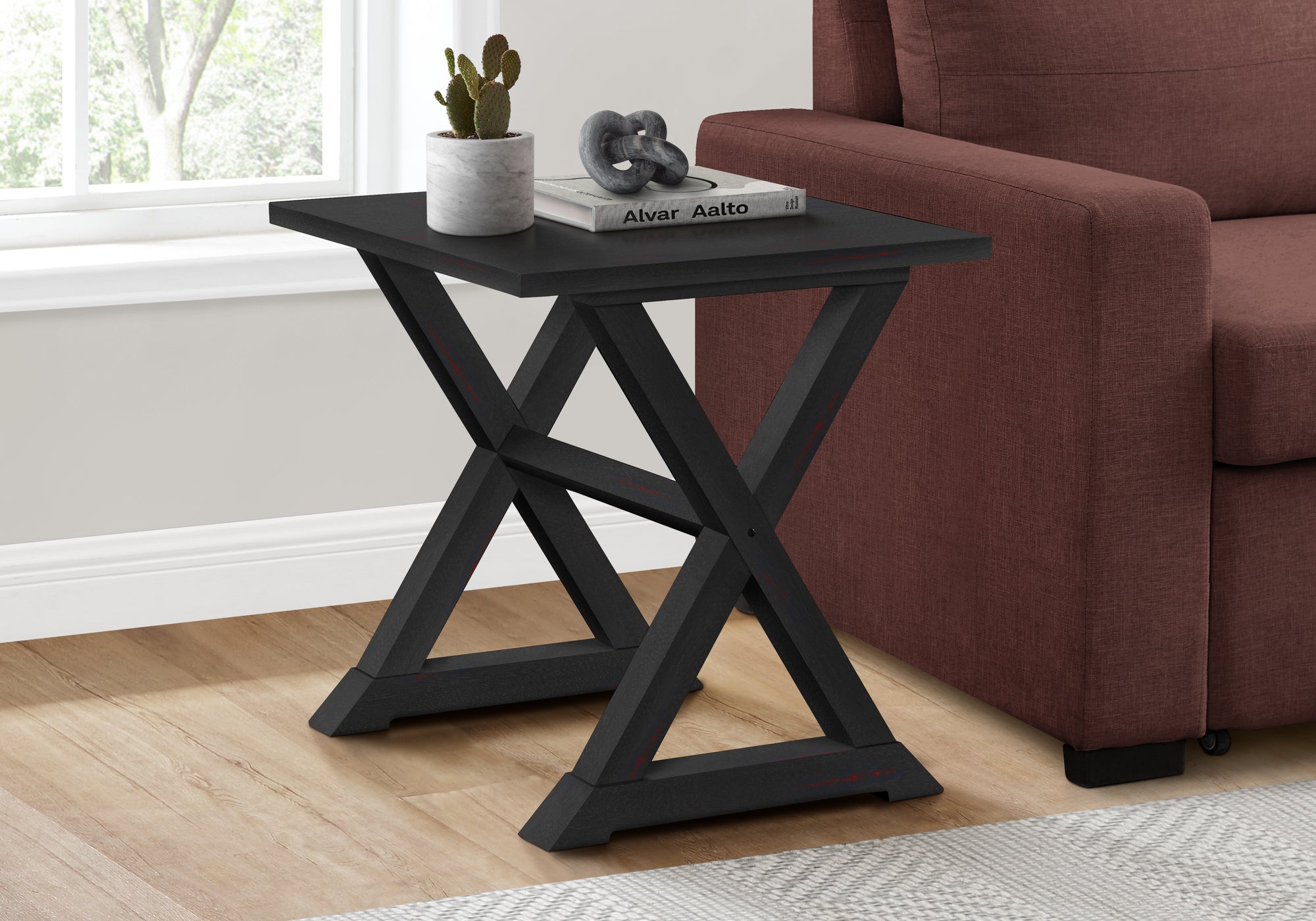 Noll - Accent Table End Side Table Square Nightstand Bedroom Lamp Black