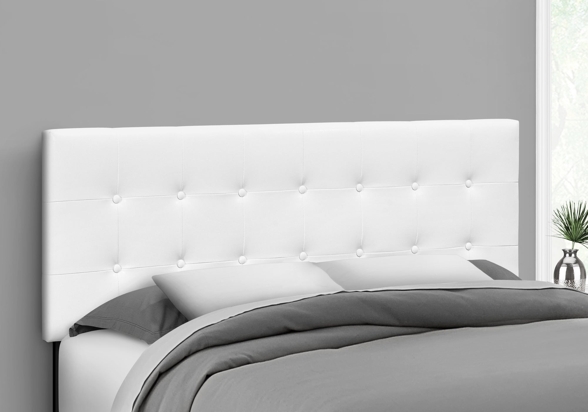 Stephen - Bed Headboard Only Queen Size Bedroom Upholstered White Leather Look