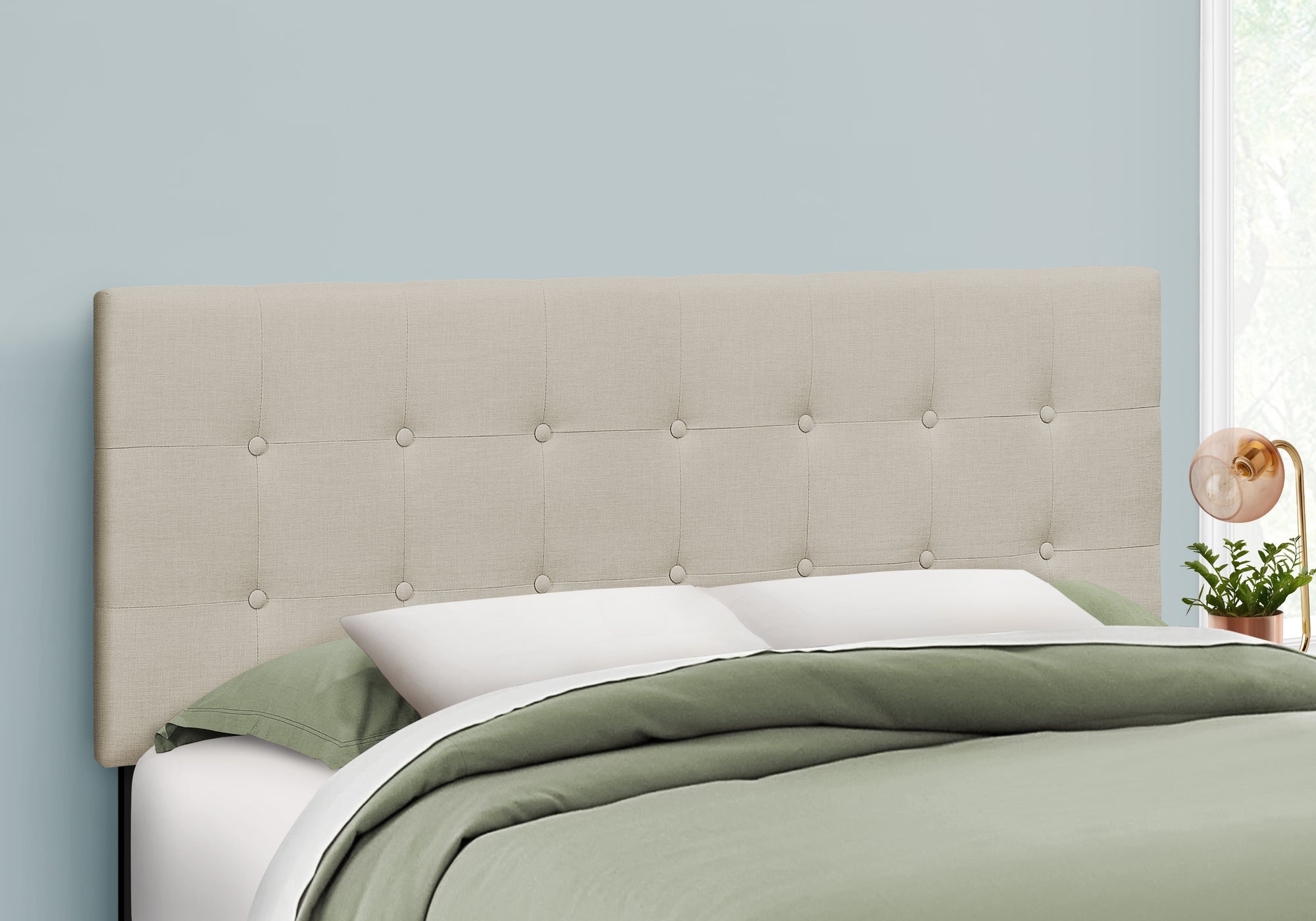 Jameson - Bed Headboard Only Queen Size Bedroom Upholstered Beige Linen Look