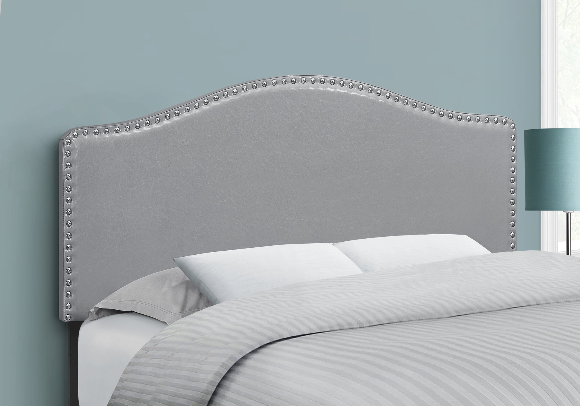 Erie - Bed Headboard Only Full Size Bedroom Upholstered Grey Leather Look
