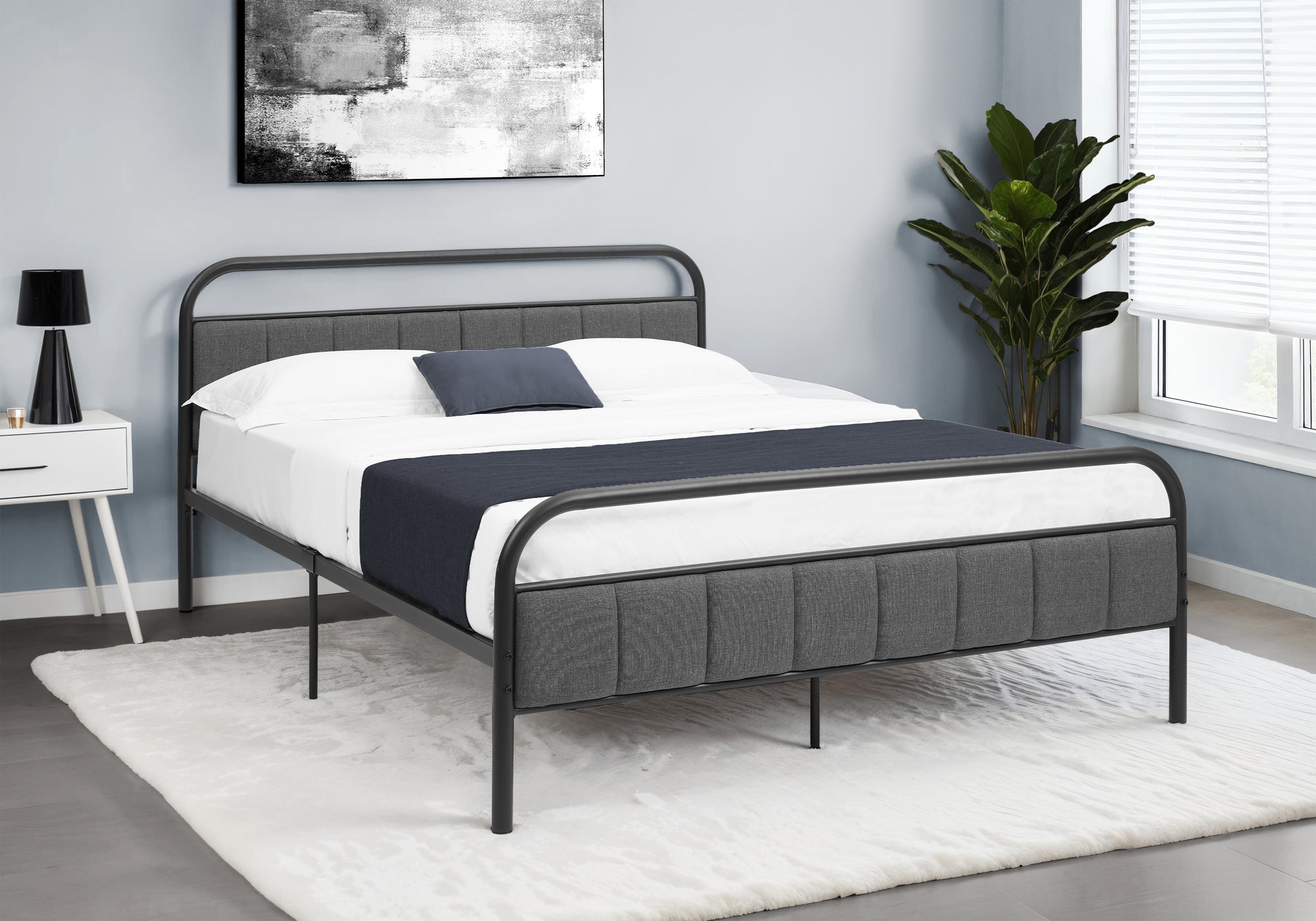 Devlin - Bed Queen Size Upholstered Bedroom Platform Bed Frame Only Grey