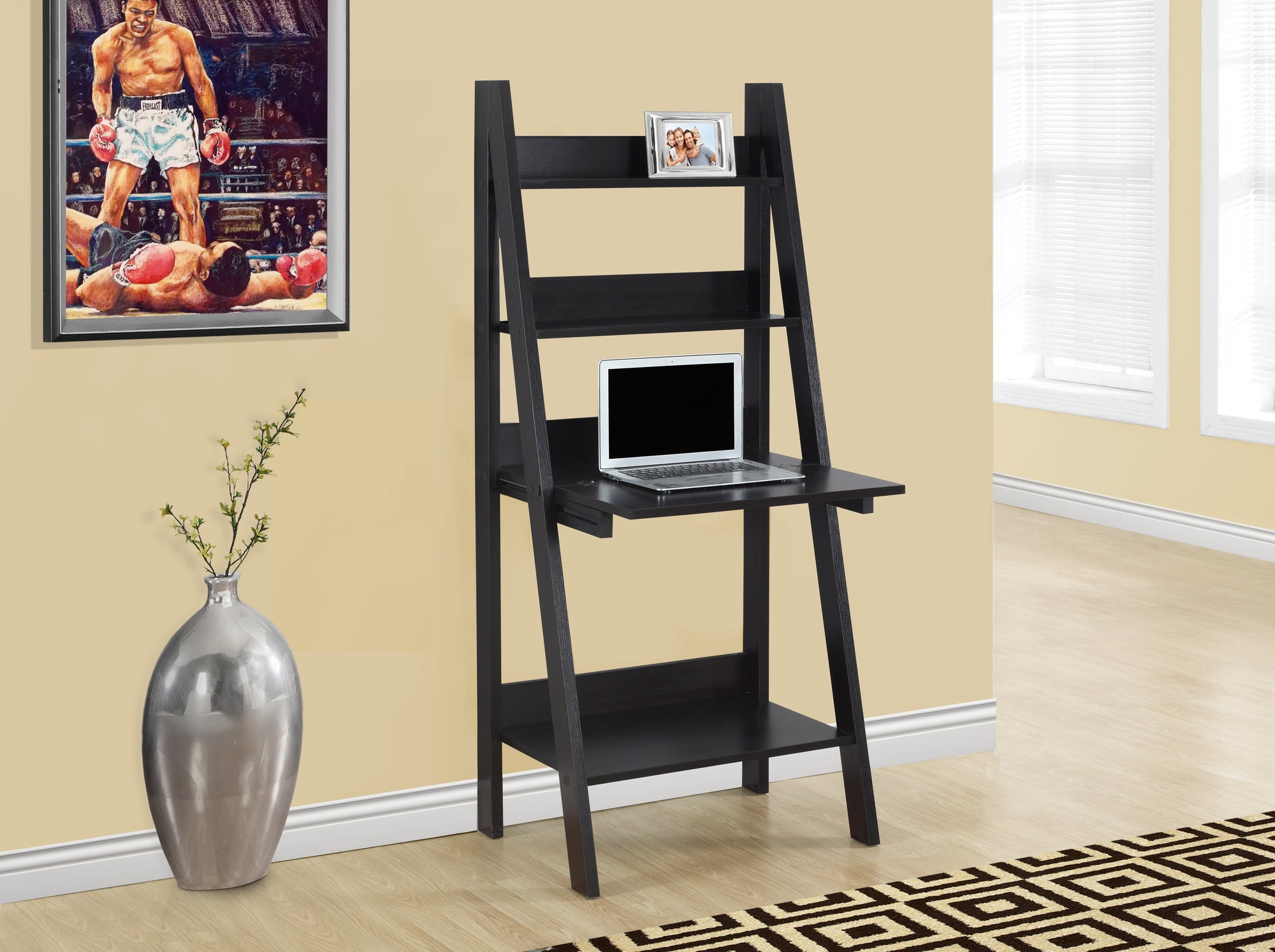 Lore - Computer Desk Home Office Laptop Leaning 61"H Work Storage Shelves
