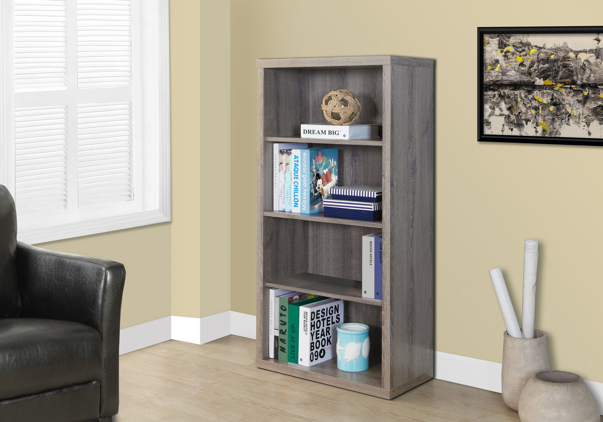 Jona - Bookshelf Bookcase Etagere 5 Tier 48"H Office Bedroom Brown Laminate
