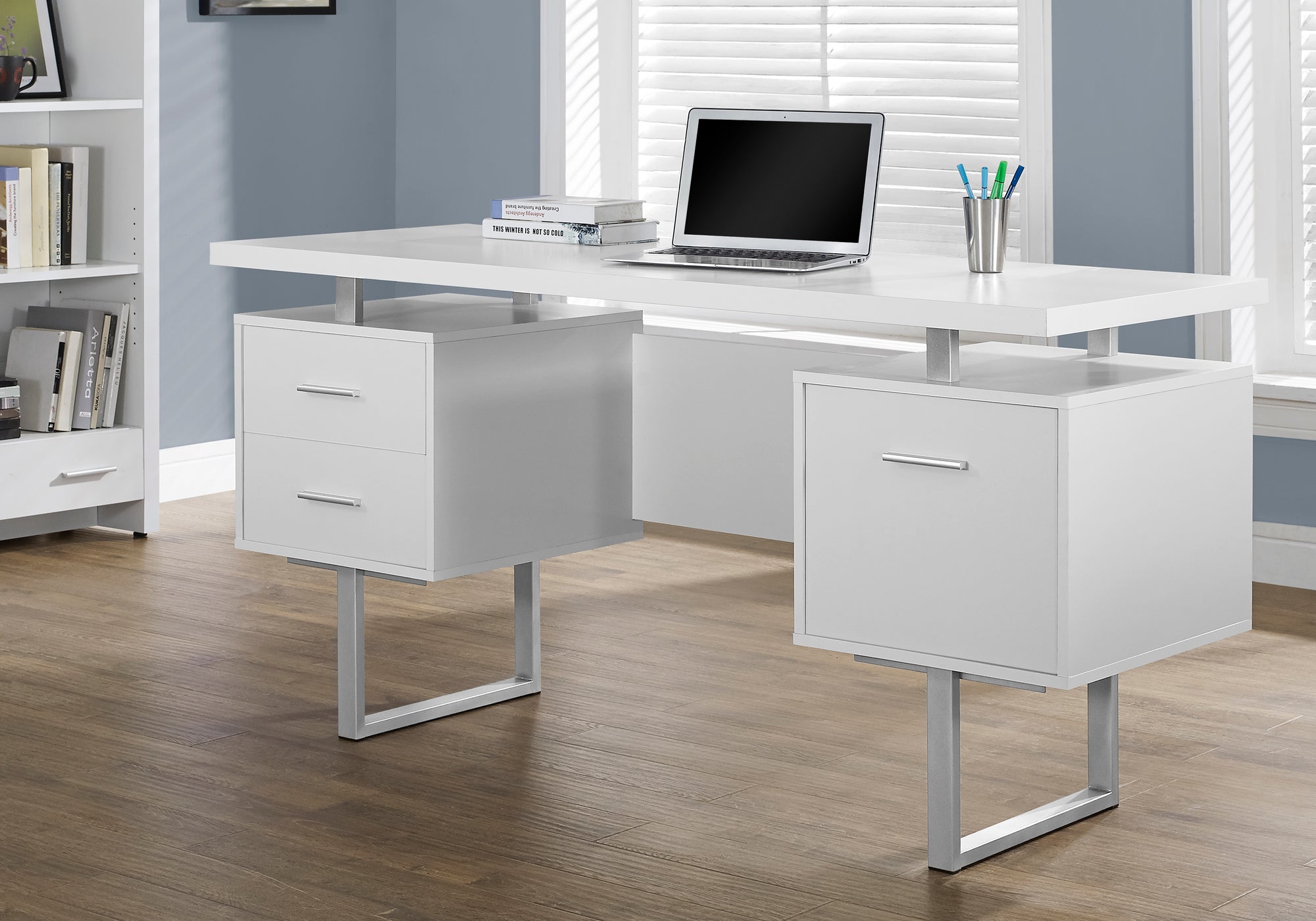 Alayna - Computer Desk Home Office Laptop Left Right Set-up Storage Drawers