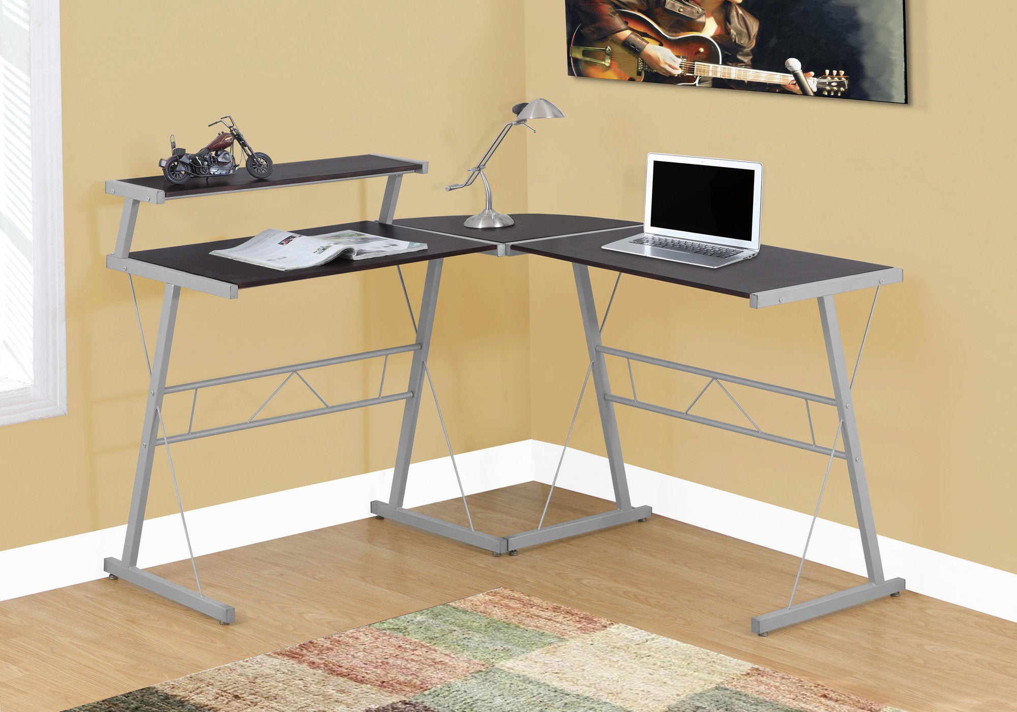 Samwell - Computer Desk Home Office Corner L Shape Work Laptop Brown