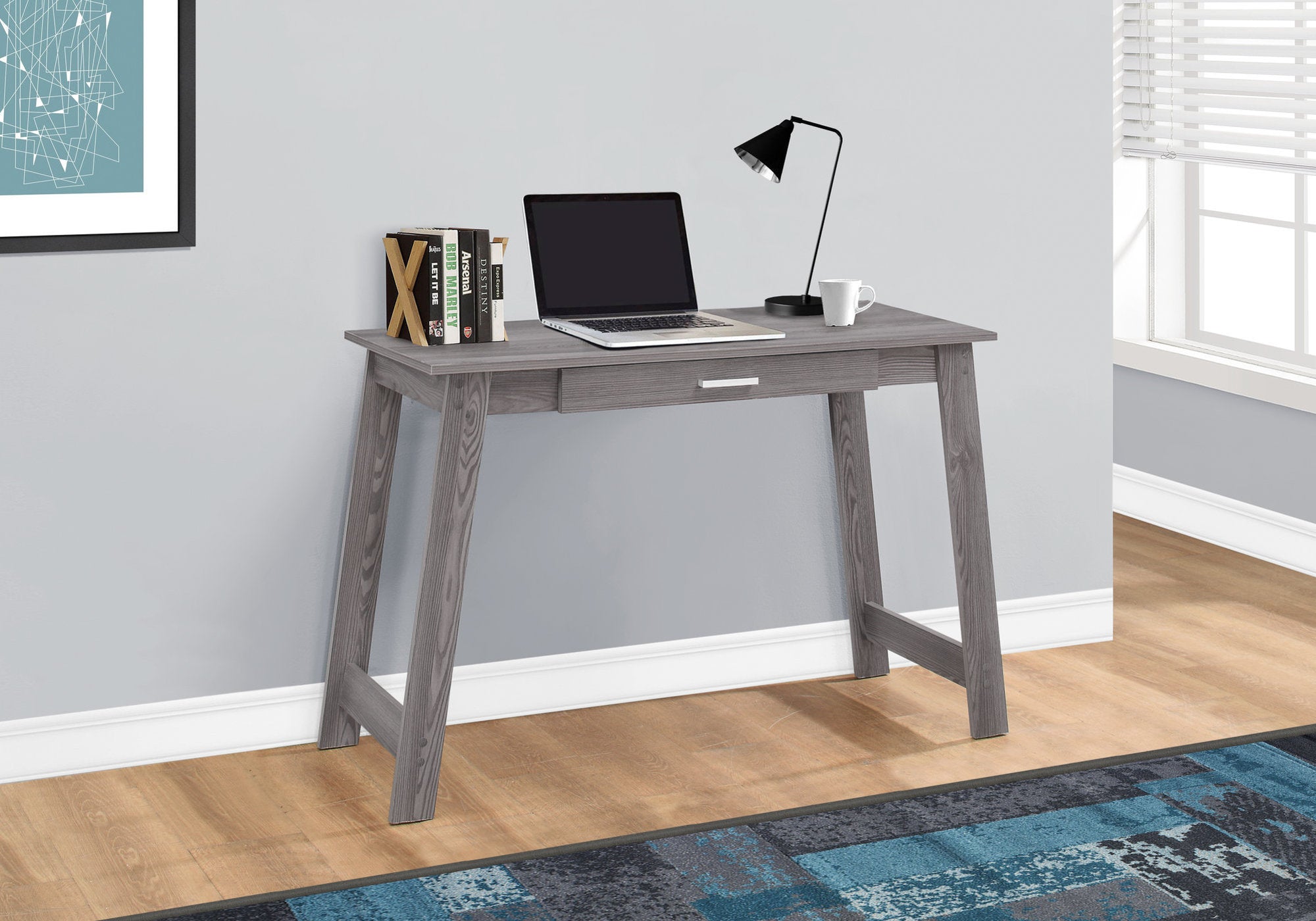 Randolph - Computer Desk Home Office Laptop Storage Drawers Work Grey Laminate