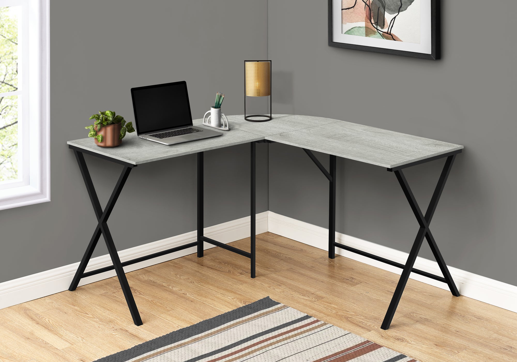 Sanne - Computer Desk Home Office Corner 55"L L Shape Work Laptop