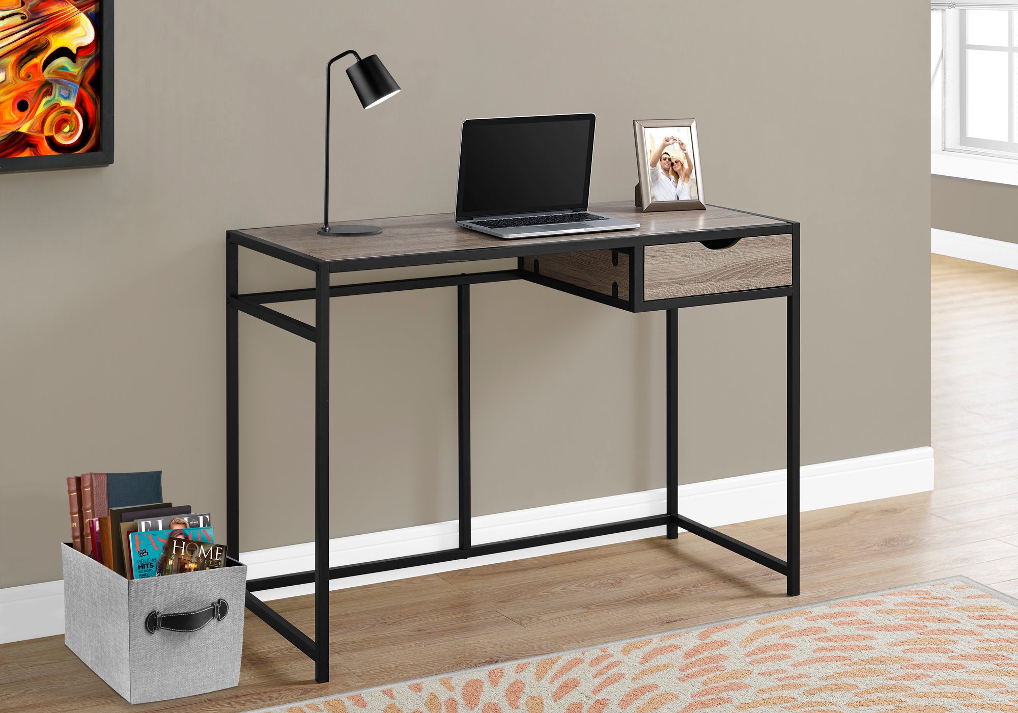 Palma - Computer Desk Home Office Laptop Storage Drawer 42"L Work Brown