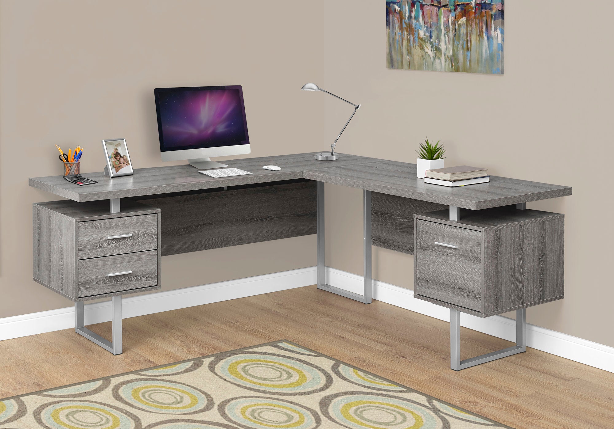 Kirana - Computer Desk Home Office Corner Left Right Set-up Storage Drawers