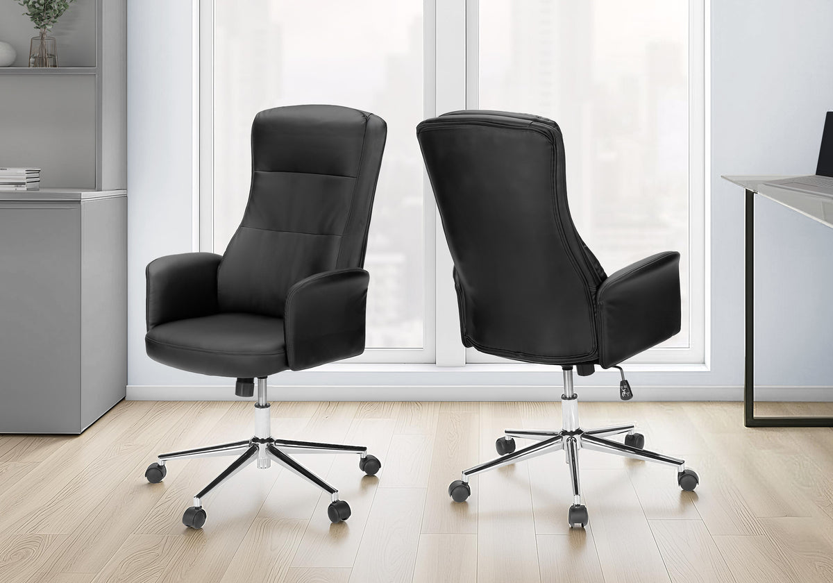 Nicolette - Office Chair Swivel Adjustable Height Armrests Ergonomic Work Black Leather