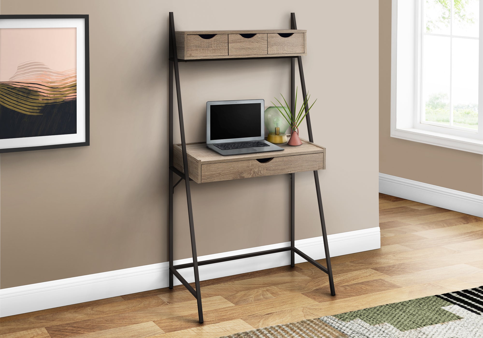 Alessa - Computer Desk Home Office Laptop Leaning Storage Drawers 32"L Work