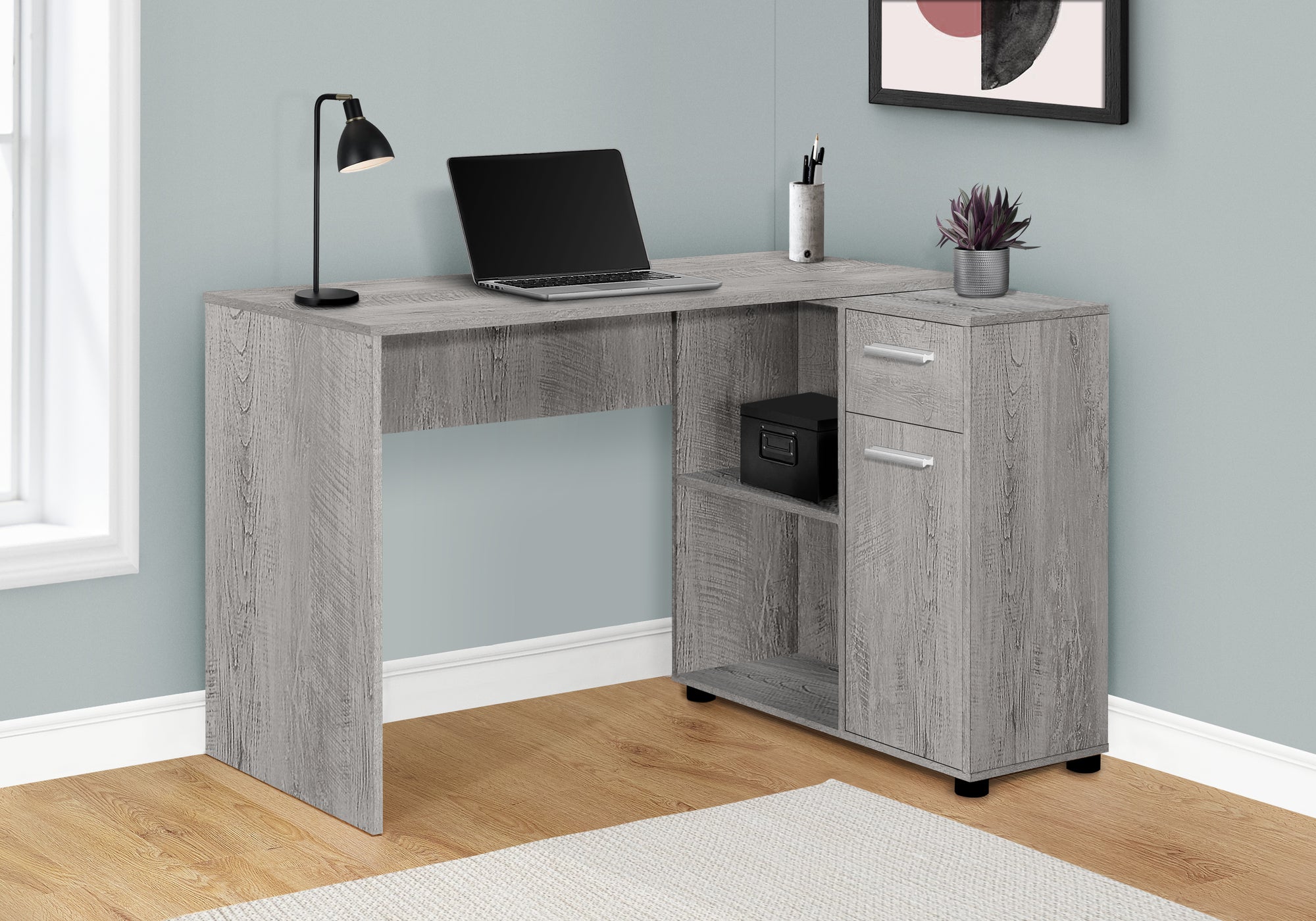 Karla - Computer Desk Home Office Corner Storage Drawers 46"L L Shape