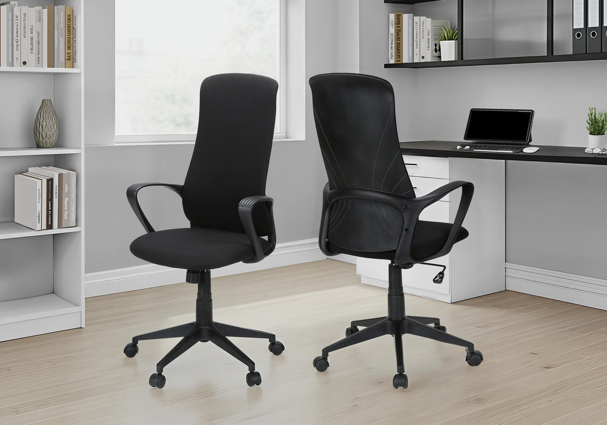 Wanda - Office Chair Adjustable Height Armrests Swivel Ergonomic Work Black Fabric