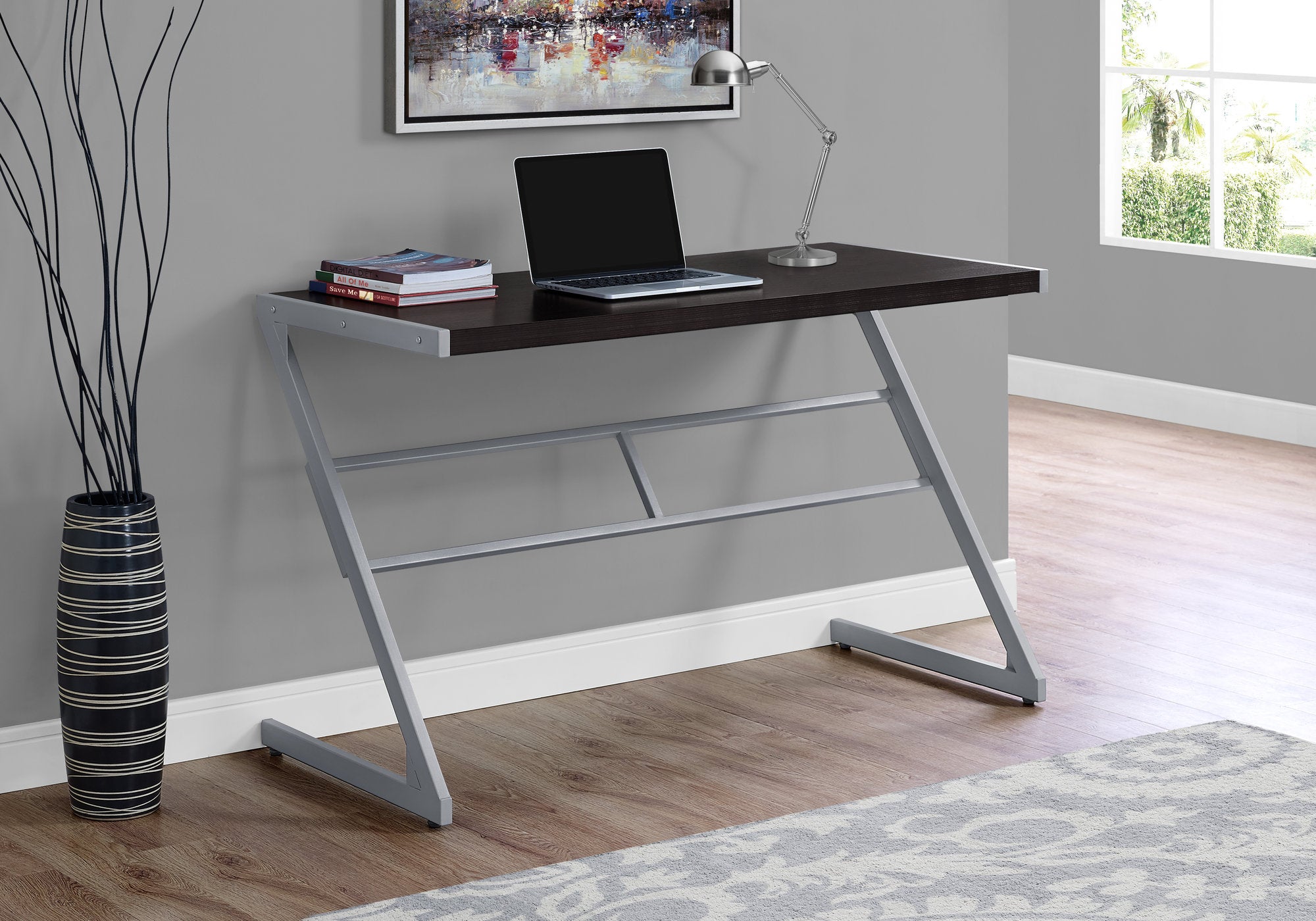 Henson - Computer Desk Home Office Laptop 48"L Work Brown Laminate Grey