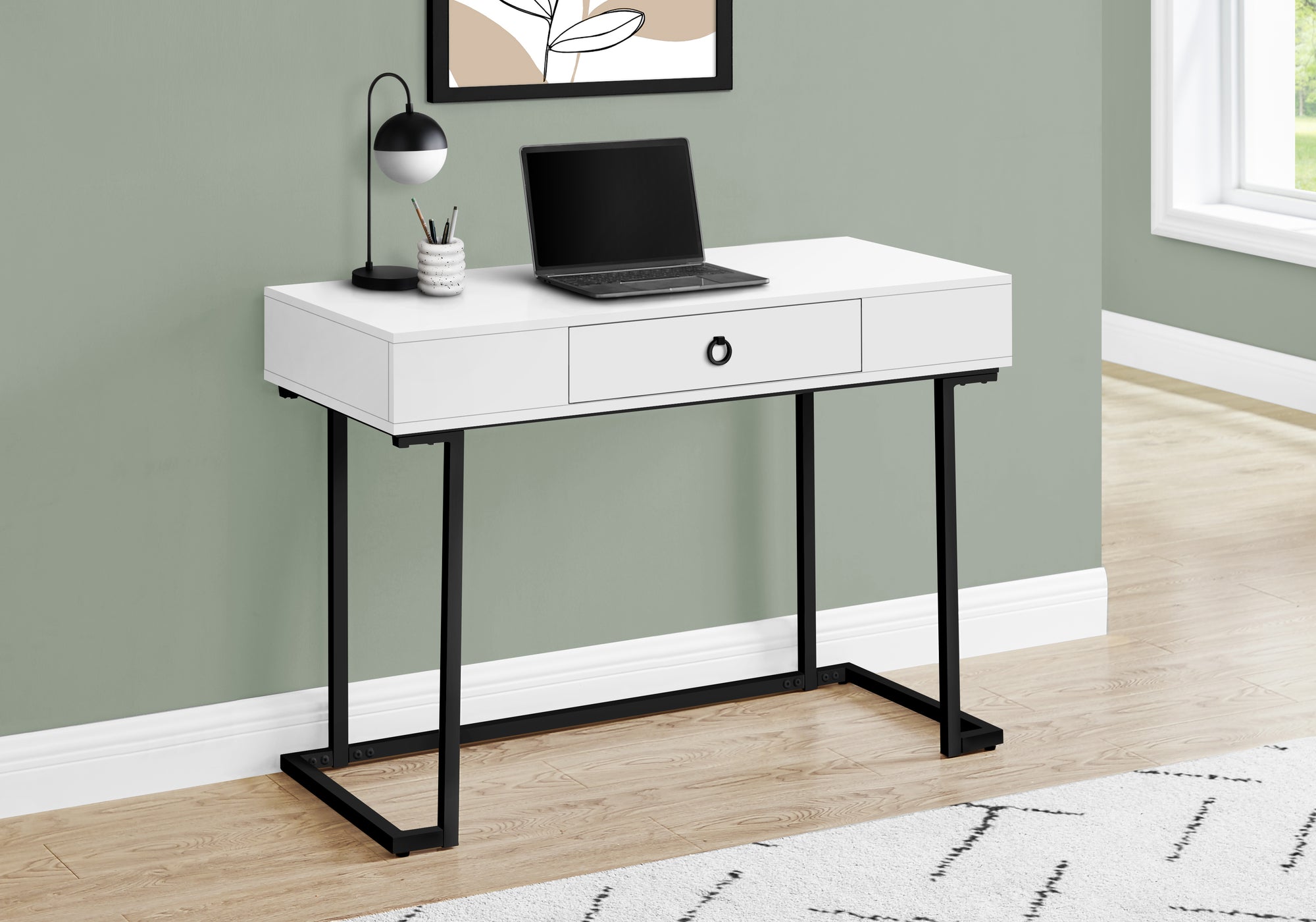 Nicola - Computer Desk Home Office Laptop Storage Drawers 42"L Work Glossy