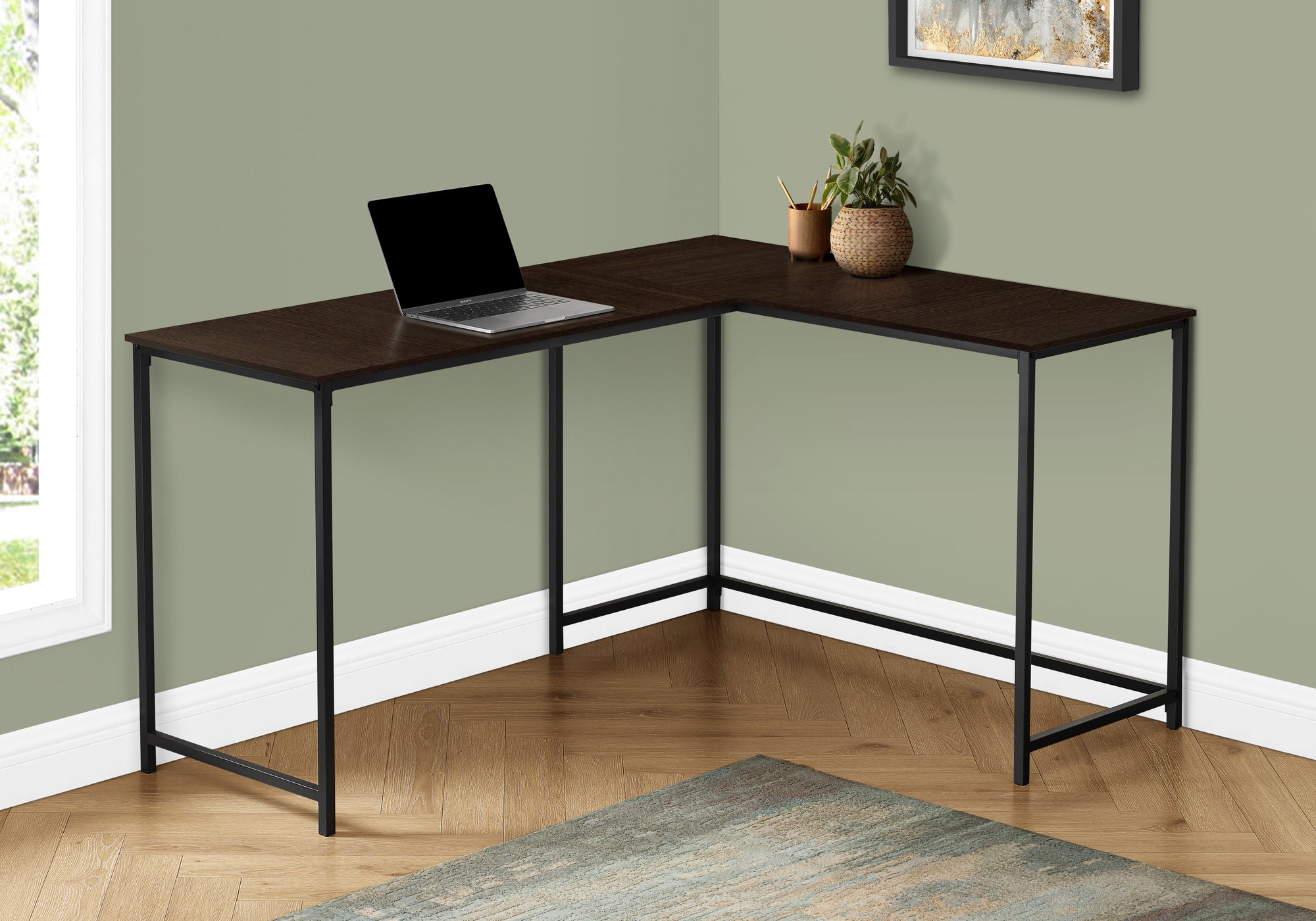 Mallory - Computer Desk Home Office Corner 58"L L Shape Work Laptop