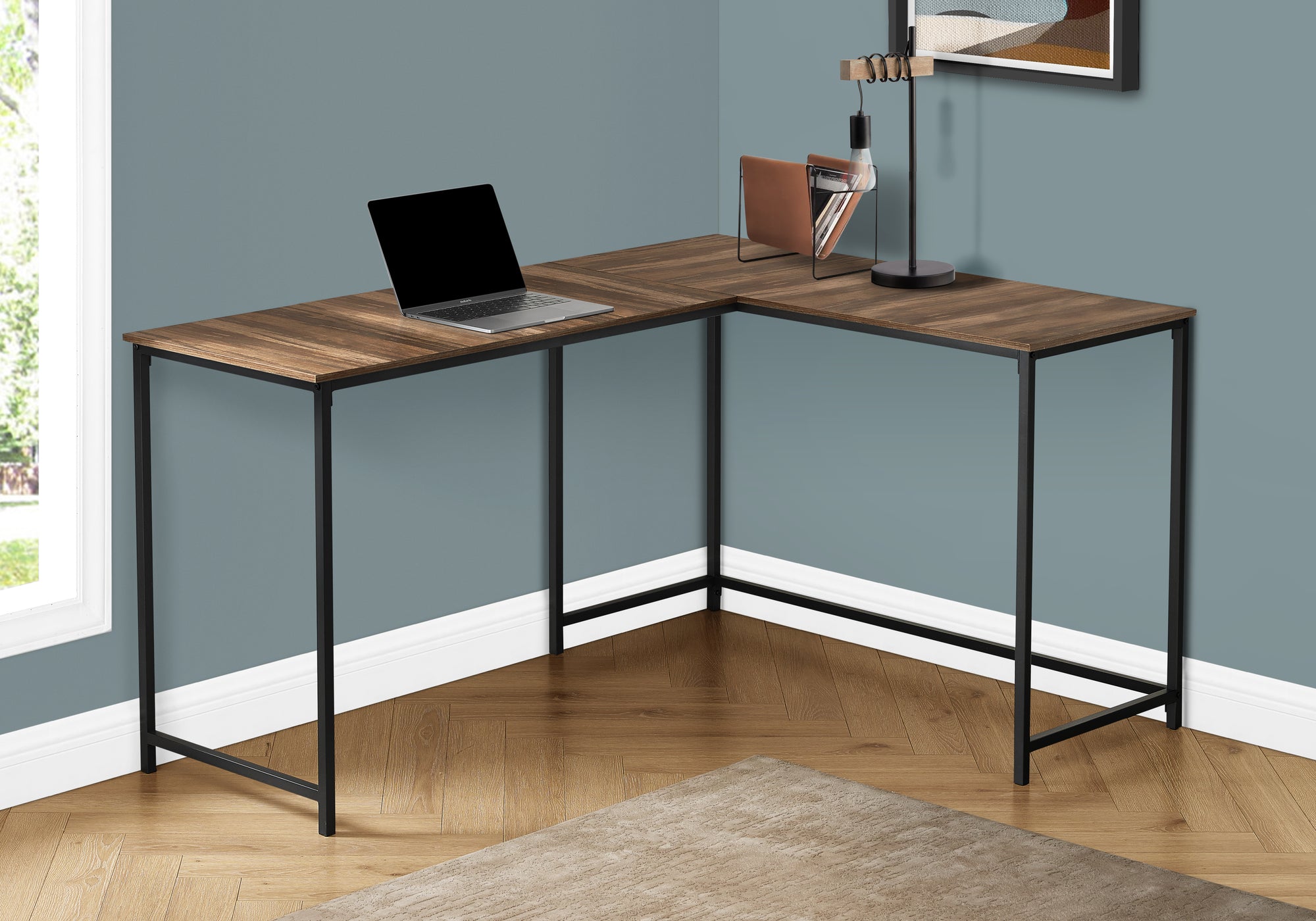 Garrick - Computer Desk Home Office Corner 58"L L Shape Work Laptop