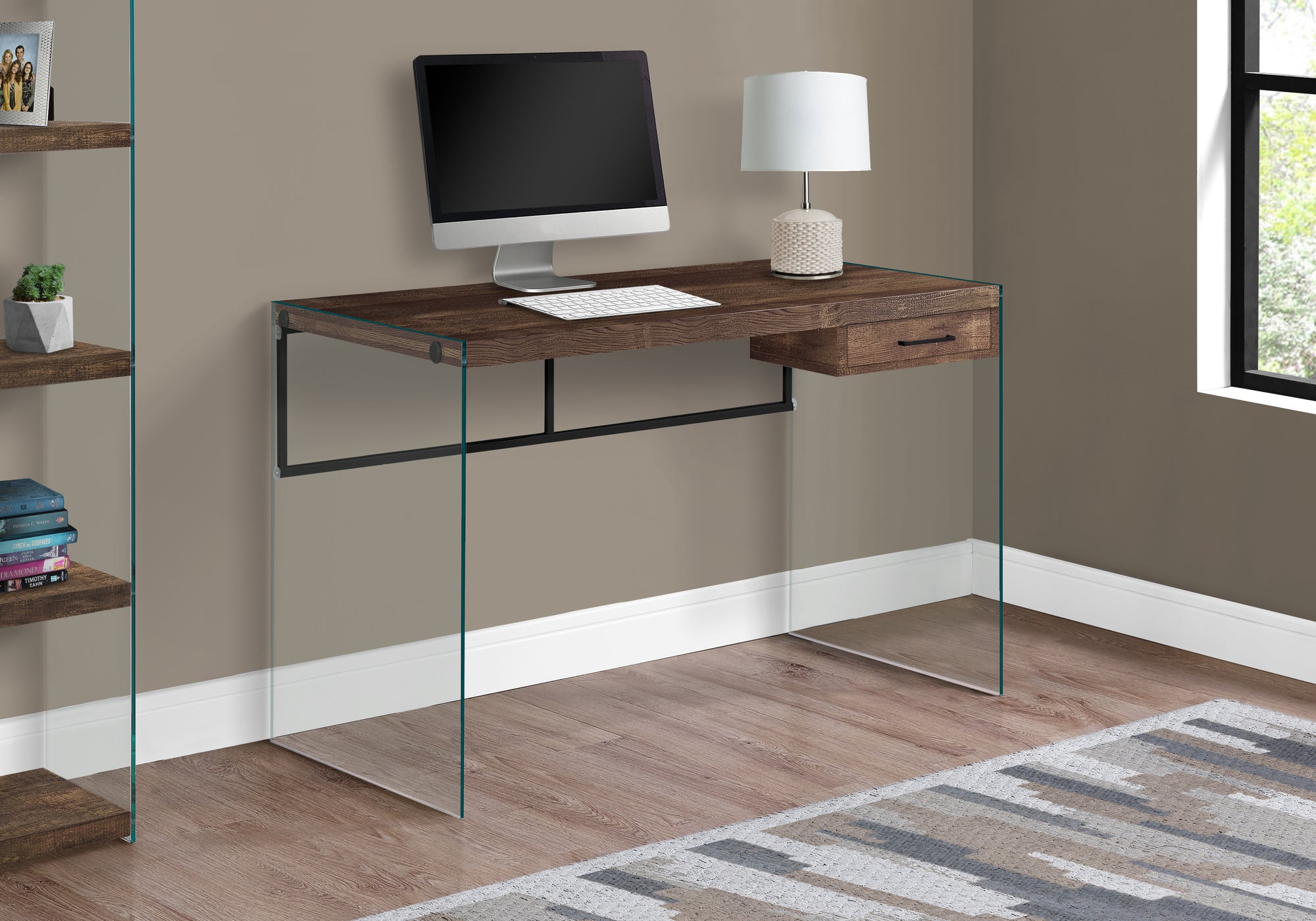 Keagan - Computer Desk Home Office Laptop Storage Drawers 48"L Work Brown
