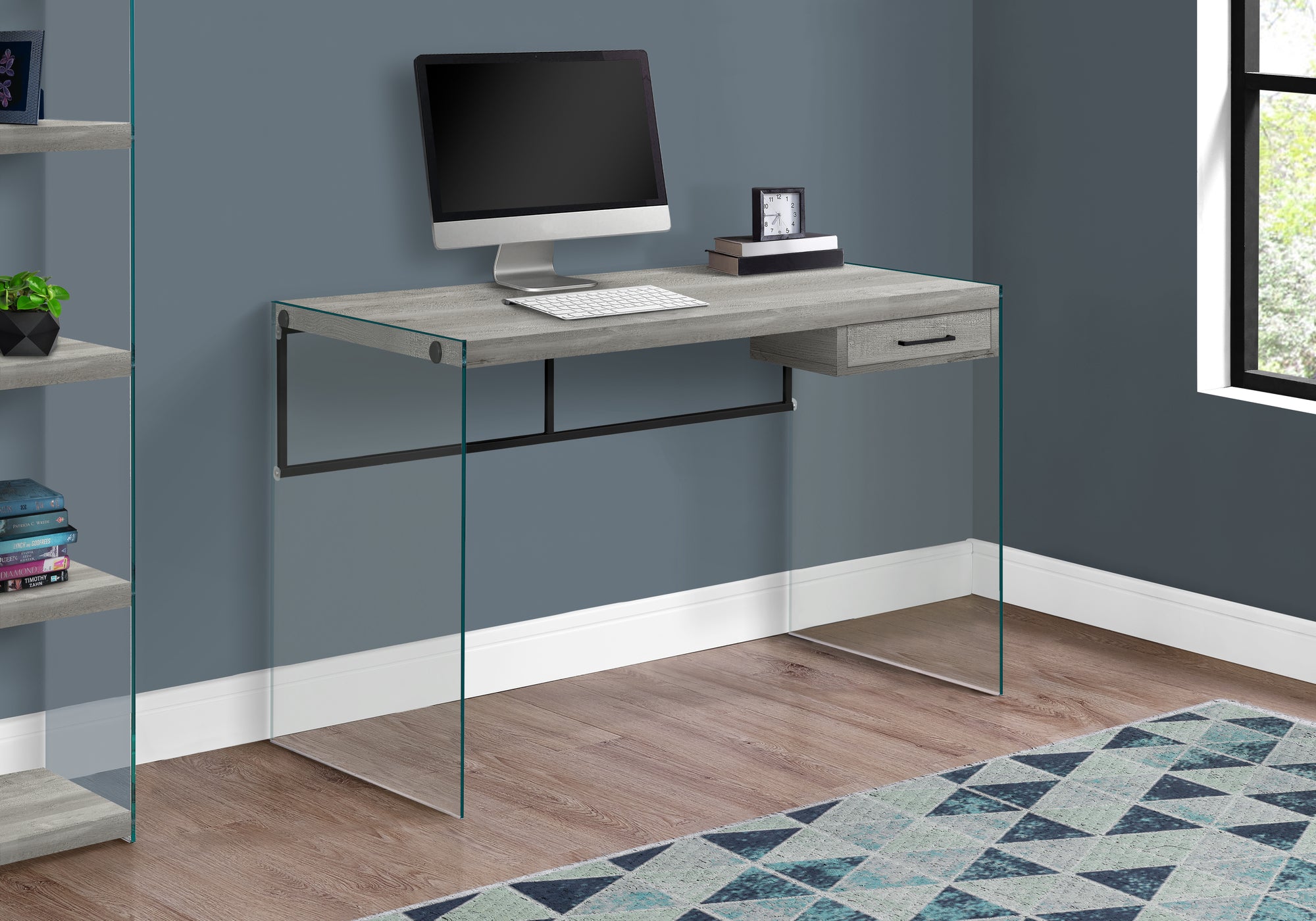 Becker - Computer Desk Home Office Laptop Storage Drawers 48"L Work Grey