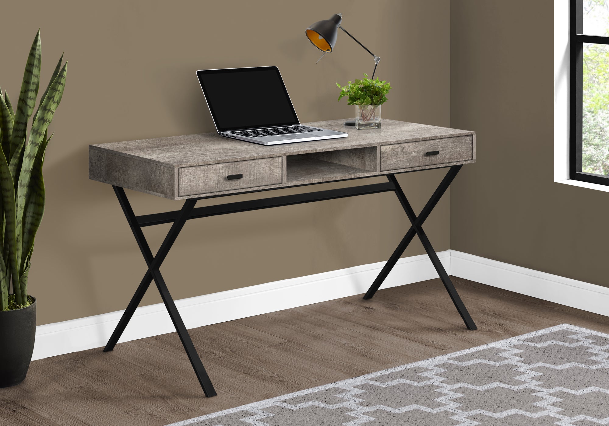 Kuro - Computer Desk Home Office Laptop Storage Drawers 48"L Work Beige