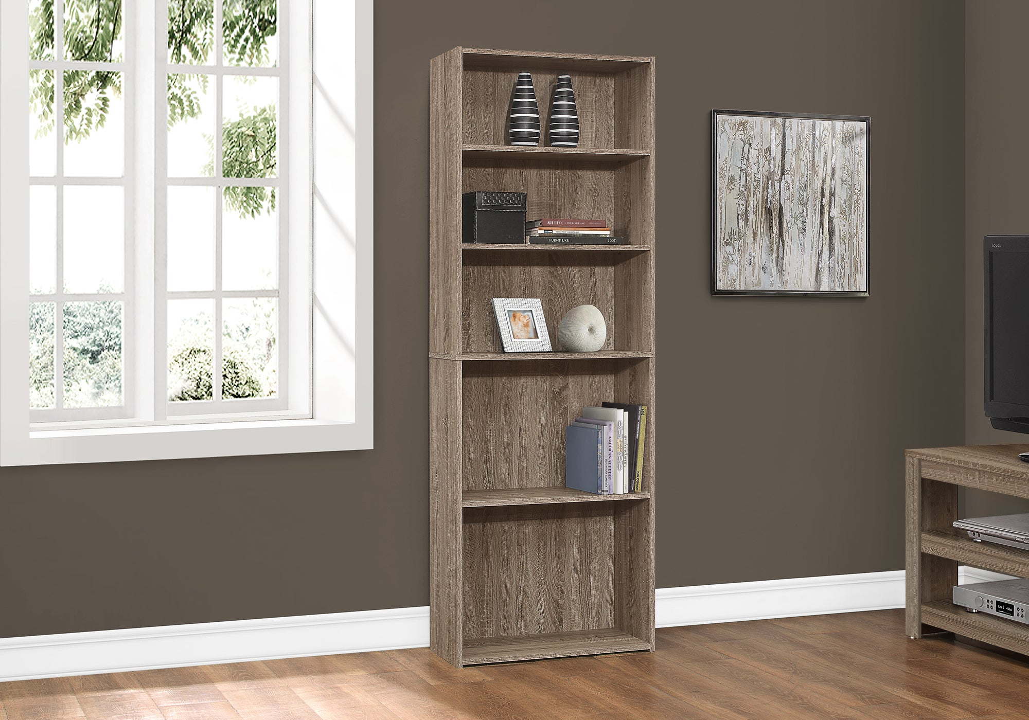 Harmon - Bookshelf Bookcase 6 Tier 72"H Office Bedroom Brown Laminate Transitional