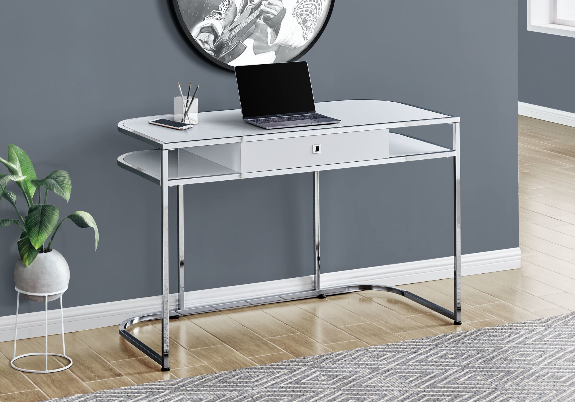 Ferguson - Computer Desk Home Office Laptop Storage Drawers 48"L Work White