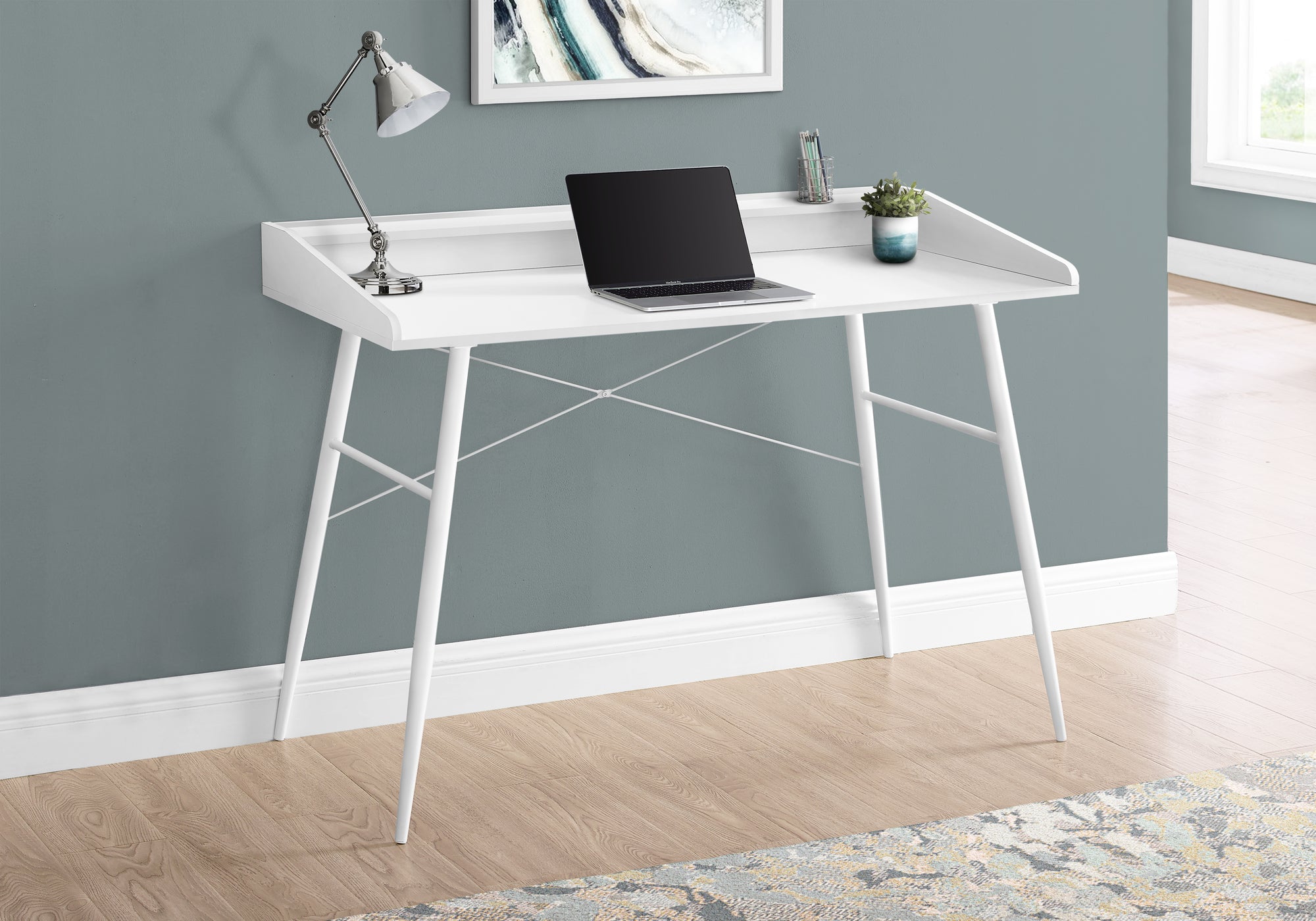 Colburn - Computer Desk Home Office Laptop Storage Shelves 48"L Work White
