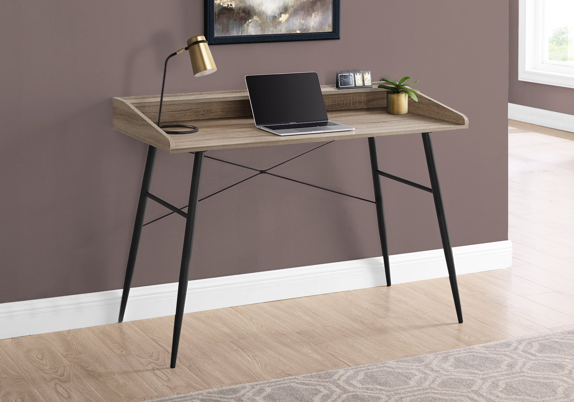 Alida - Computer Desk Home Office Laptop Storage Shelves 48"L Work Brown