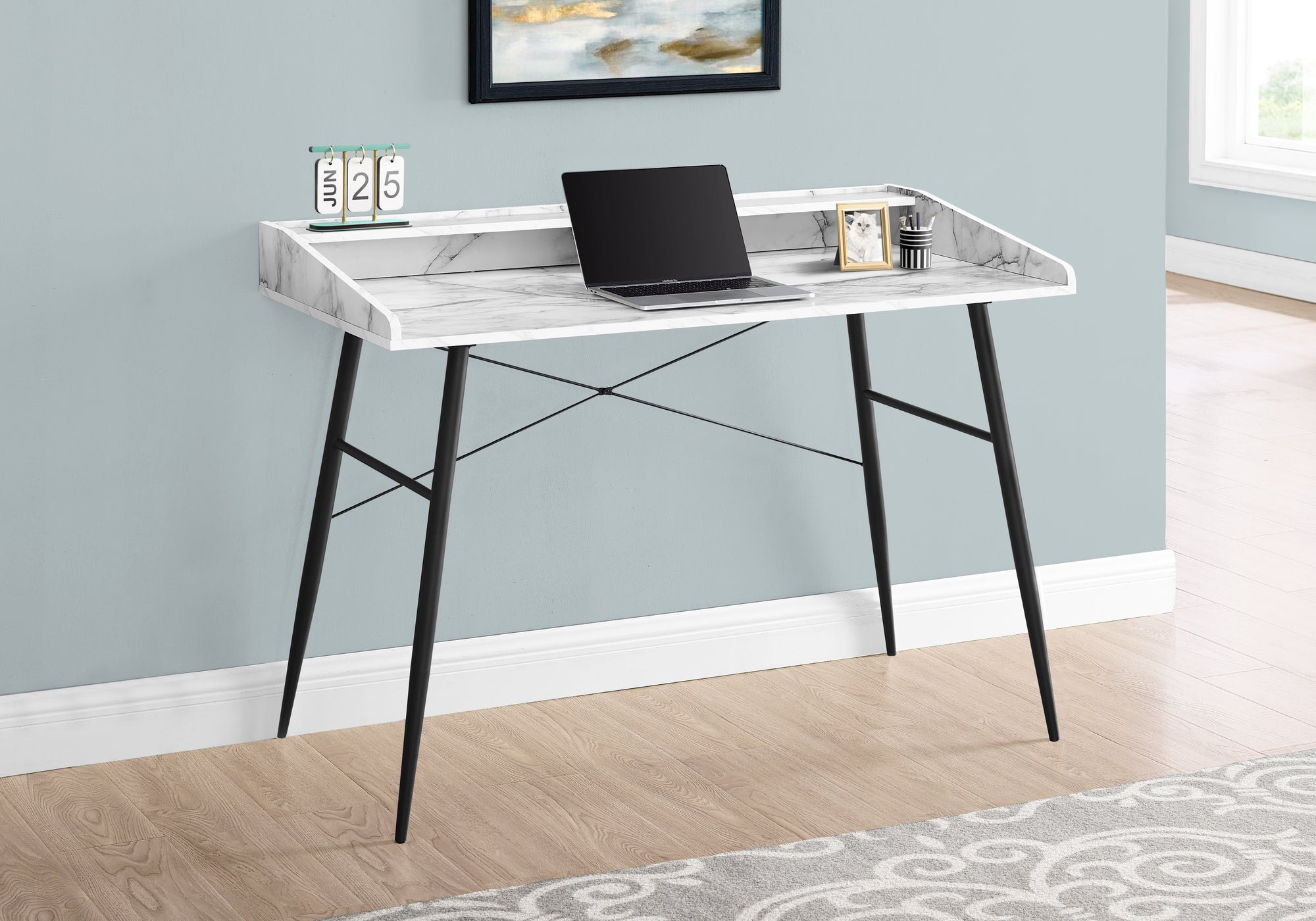 Sasa - Computer Desk Home Office Laptop Storage Shelves 48"L Work White