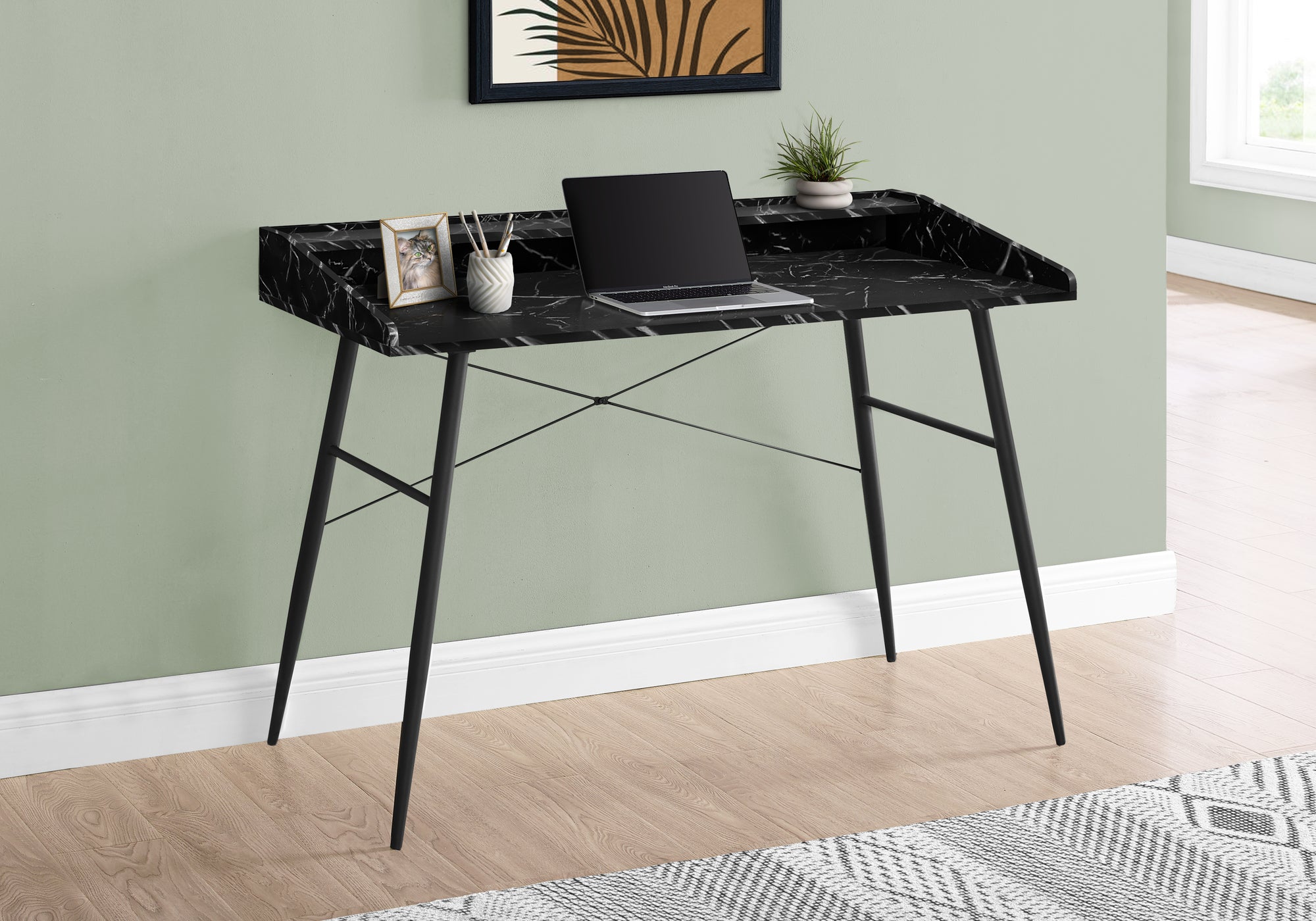 Boone - Computer Desk Home Office Laptop Storage Shelves 48"L Work Black