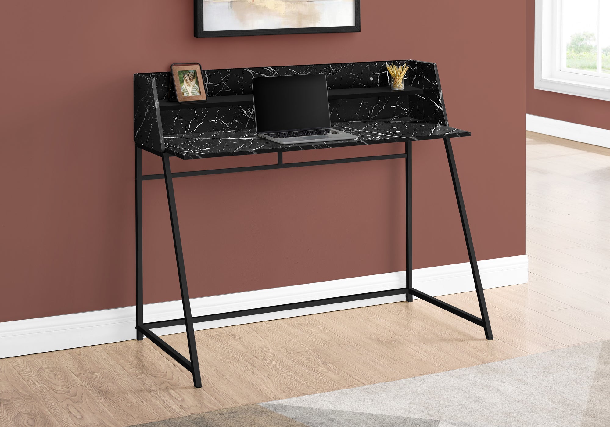 Gendry - Computer Desk Home Office Laptop Storage Shelves 48"L Work Black