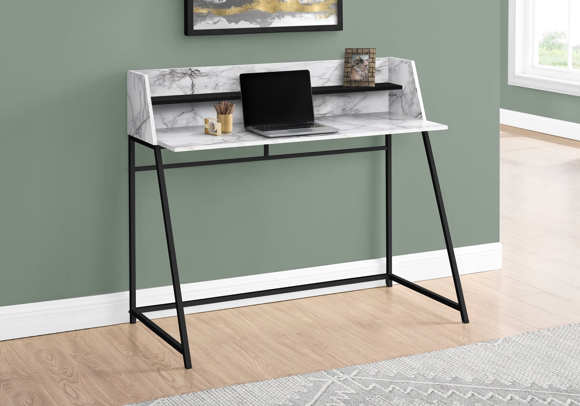 Priscilla - Computer Desk Home Office Laptop Storage Shelves 48"L Work White