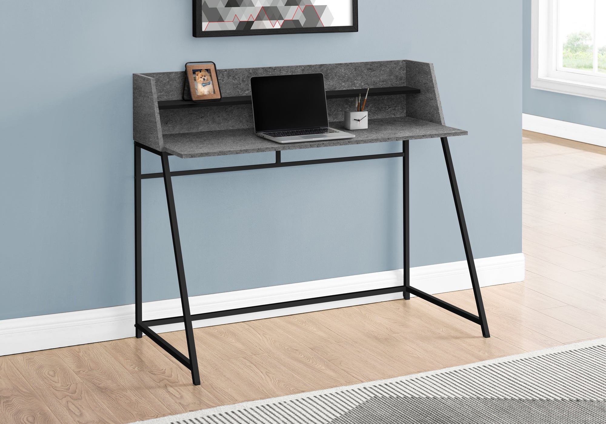 Danton - Computer Desk Home Office Laptop Storage Shelves 48"L Work Grey