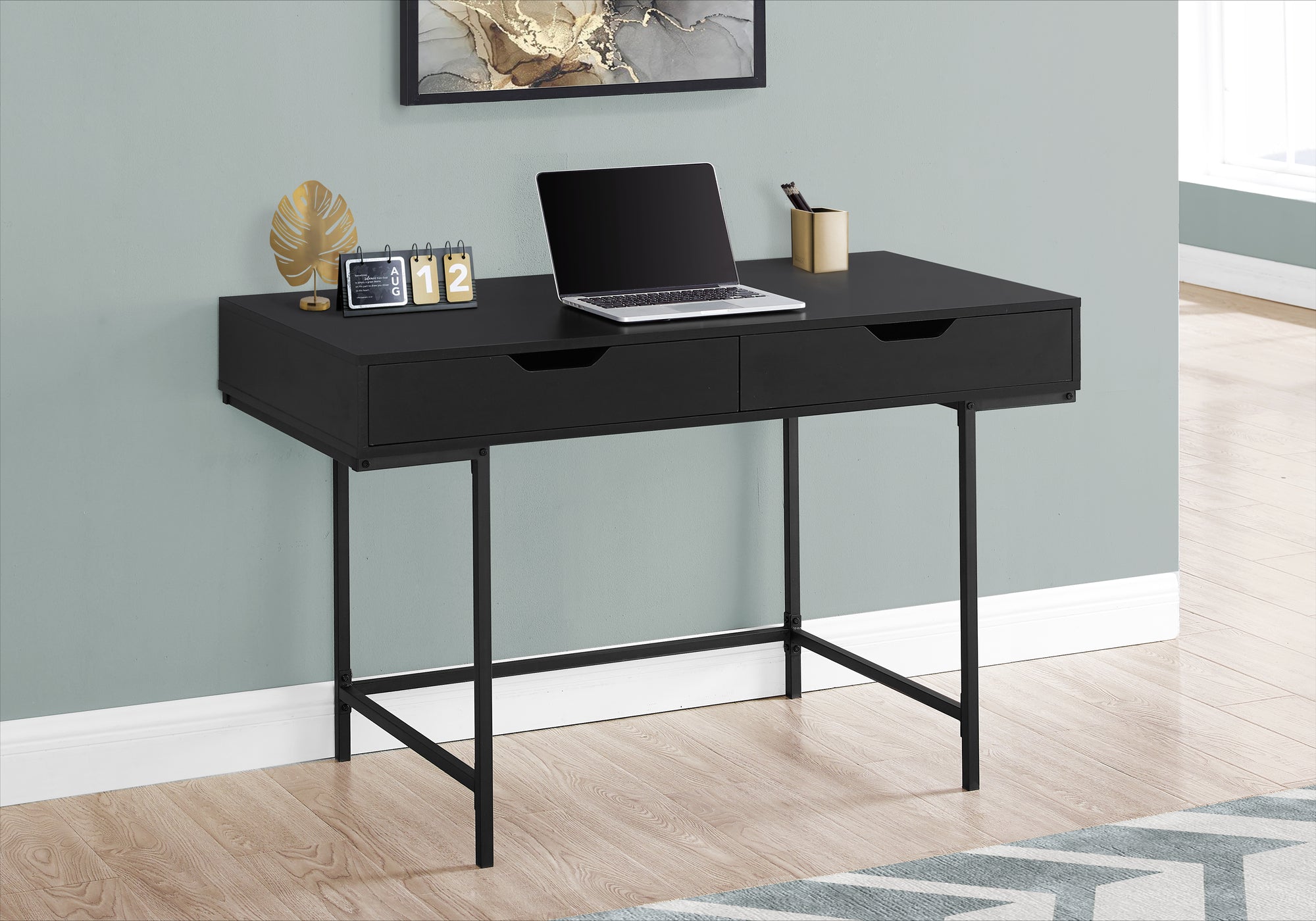 Carilyn - Computer Desk Home Office Laptop Storage Drawers 48"L Work Black