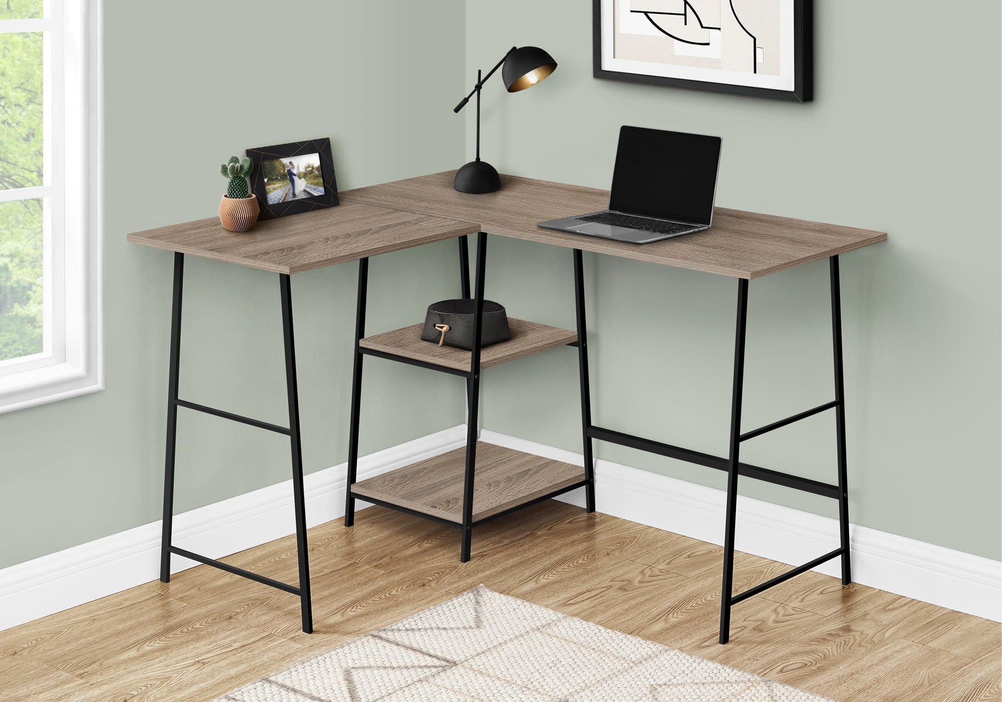 Gould - Computer Desk Home Office Corner Storage Shelves 48"L L Shape