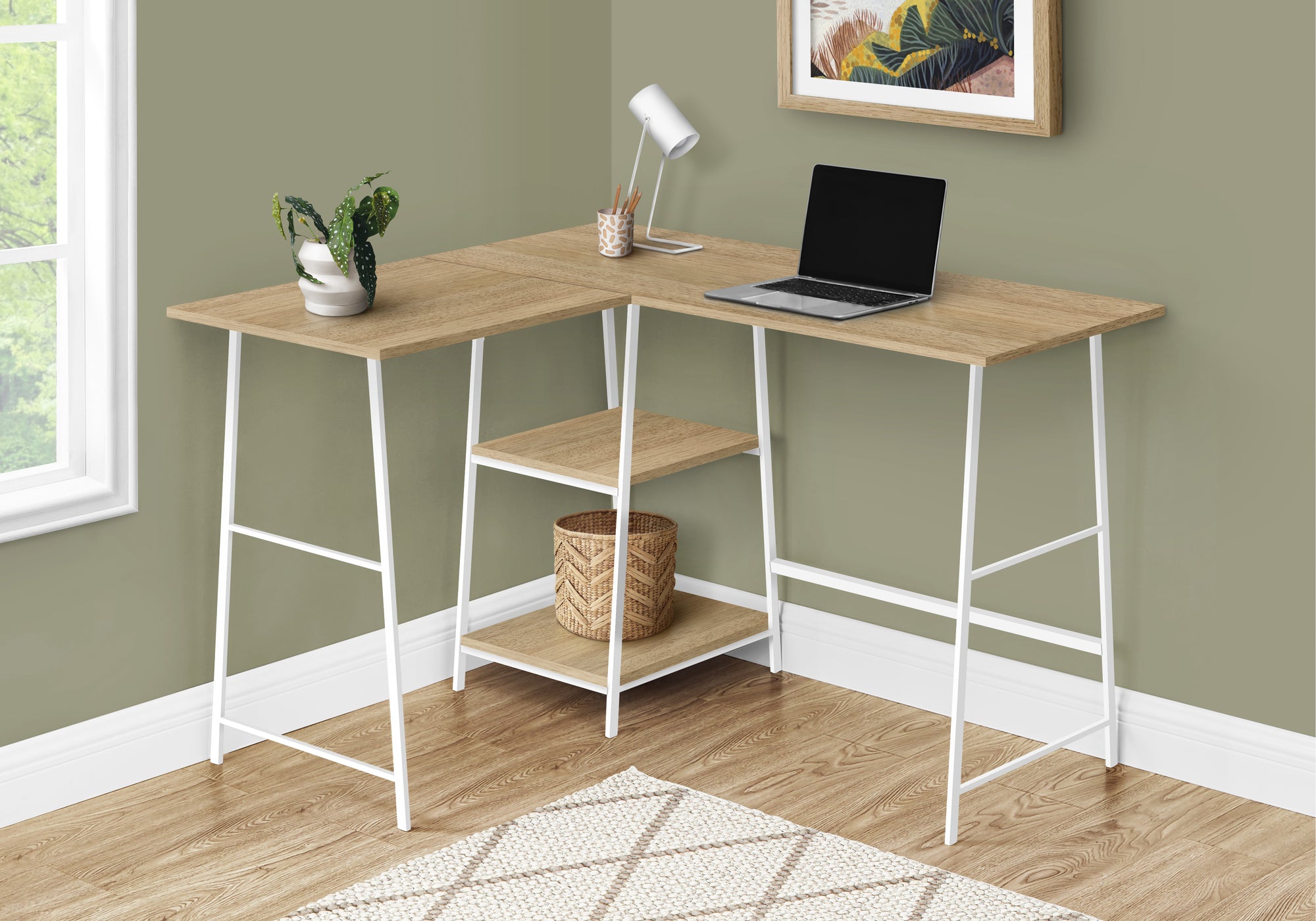Laraine - Computer Desk Home Office Corner Storage Shelves 48"L L Shape