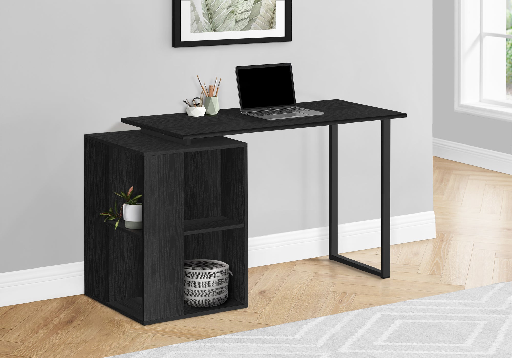 Lambert - Computer Desk Home Office Left Right Set-up Storage Shelves 55"L