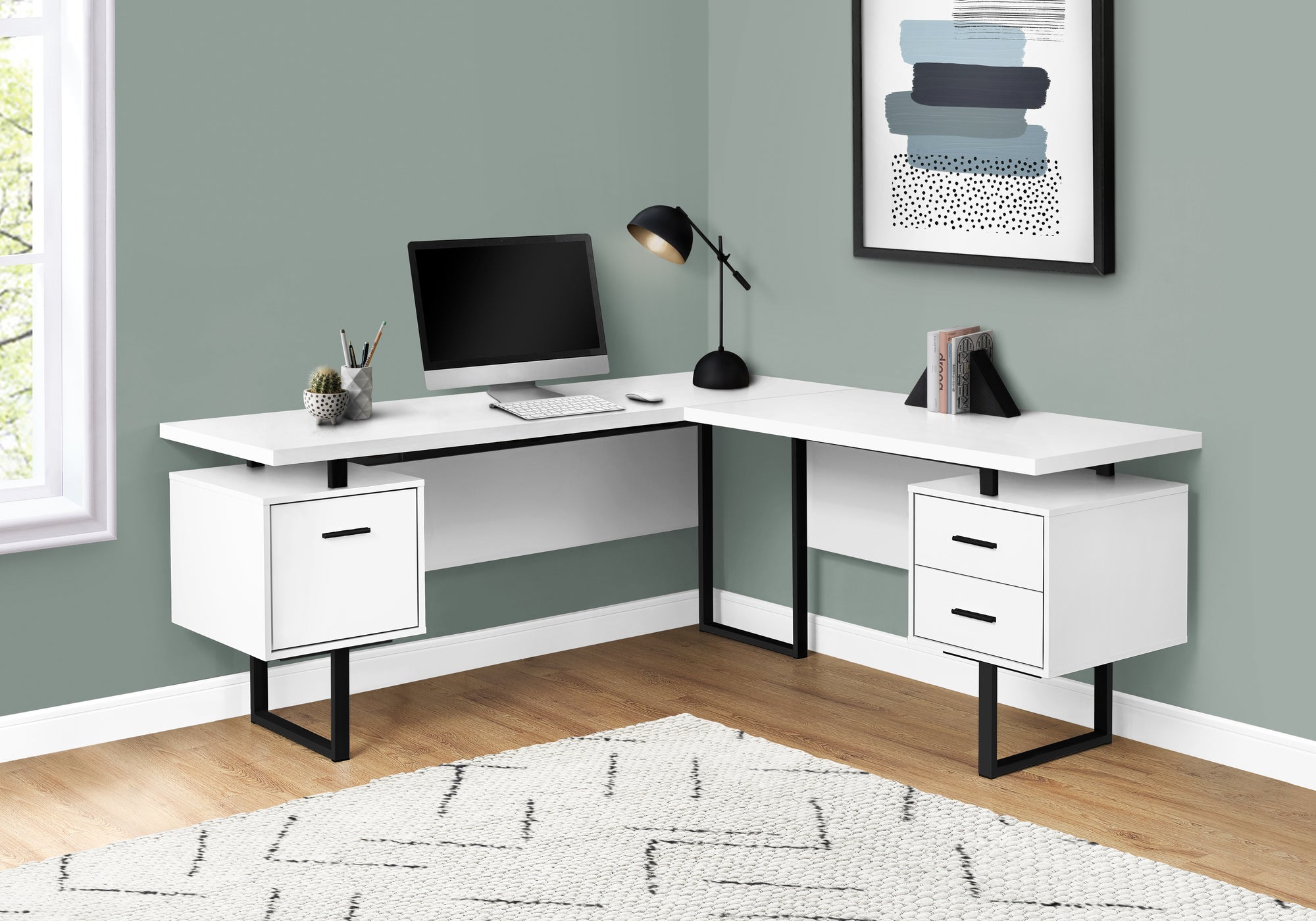 Delgado - Computer Desk Home Office Corner Left Right Set-up Storage Drawers