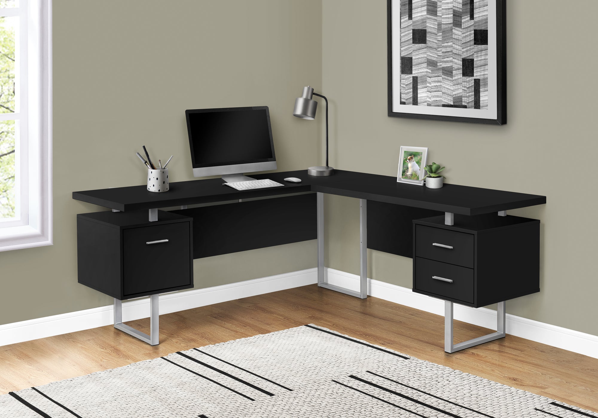 Derya - Computer Desk Home Office Corner Left Right Set-up Storage Drawers