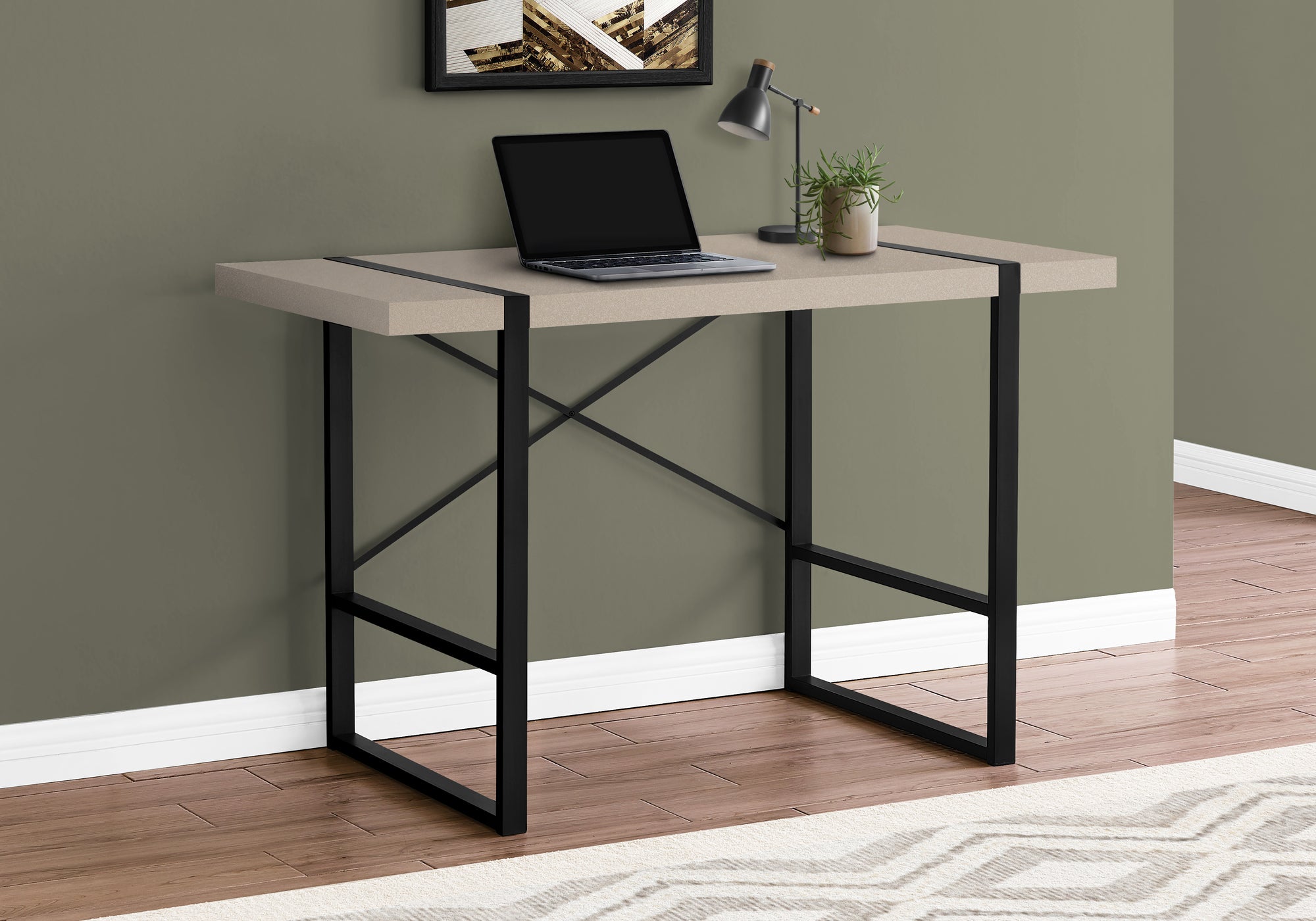 Suvi - Computer Desk Home Office Laptop 48"L Work Beige Laminate Black