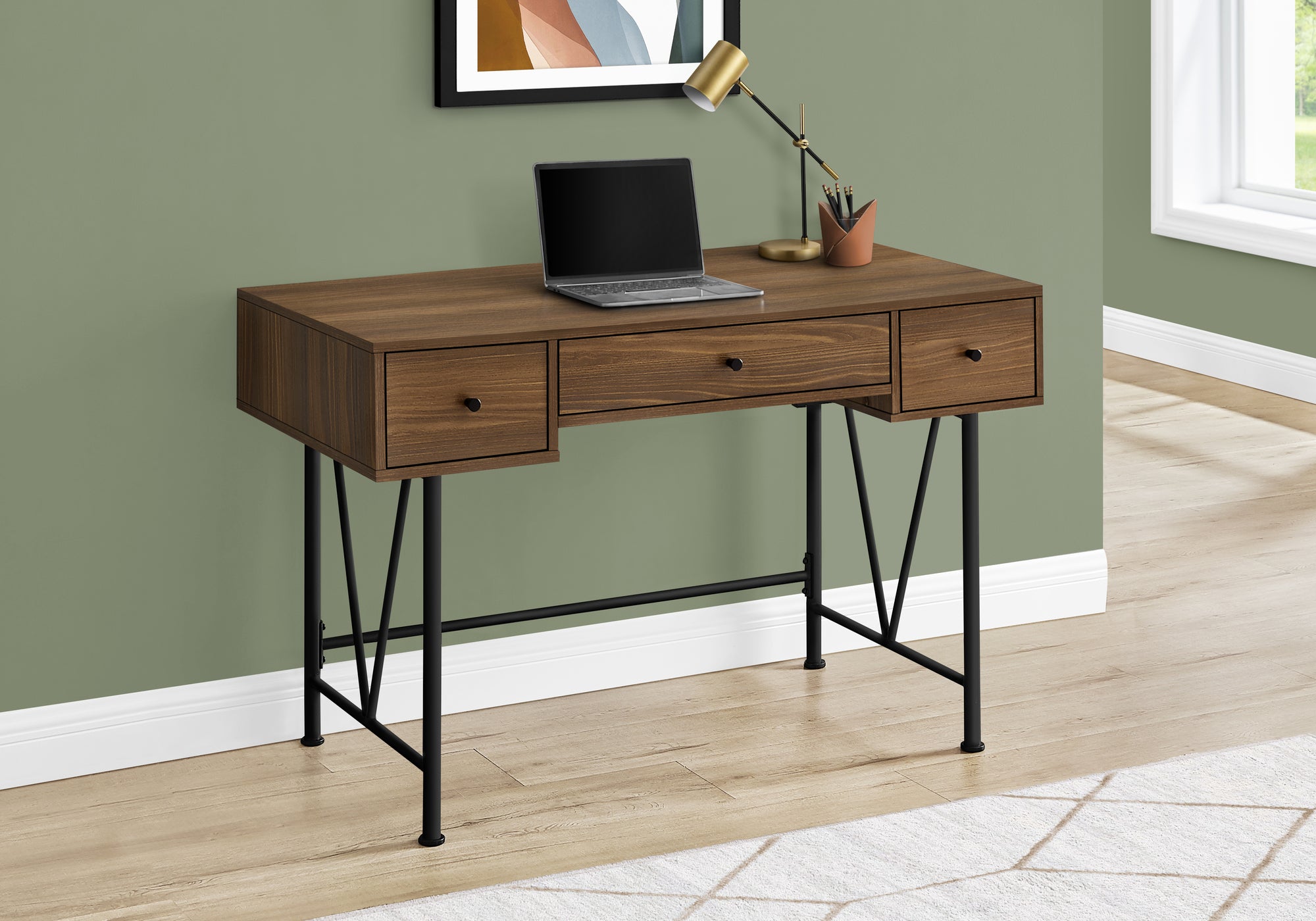 Parkin - Computer Desk Home Office Laptop Storage Drawers 48"L Work Walnut