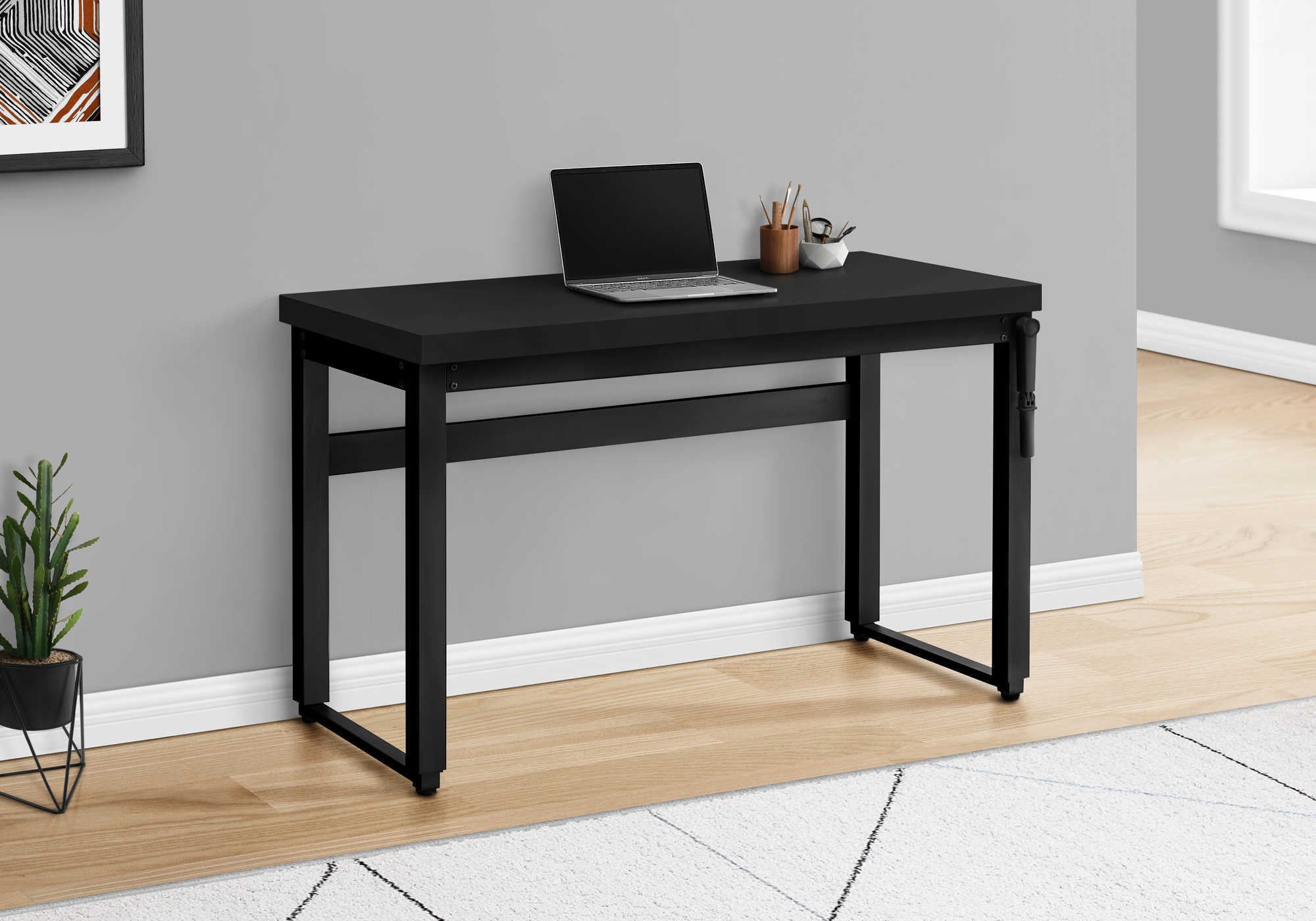 Caine - Computer Desk Home Office Standing Adjustable 48"L Work Laptop Black