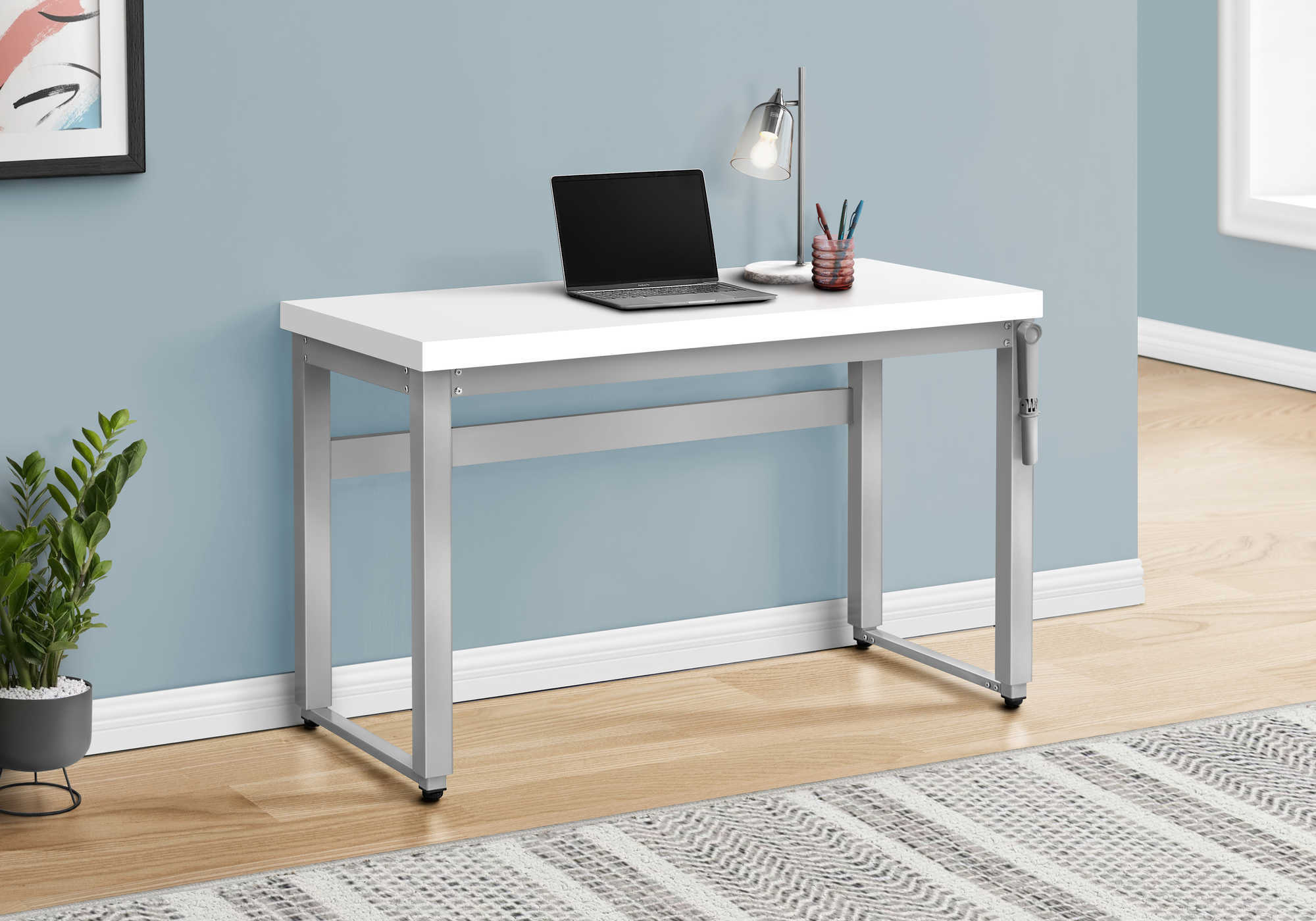 Thurman - Computer Desk Home Office Standing Adjustable 48"L Work Laptop White